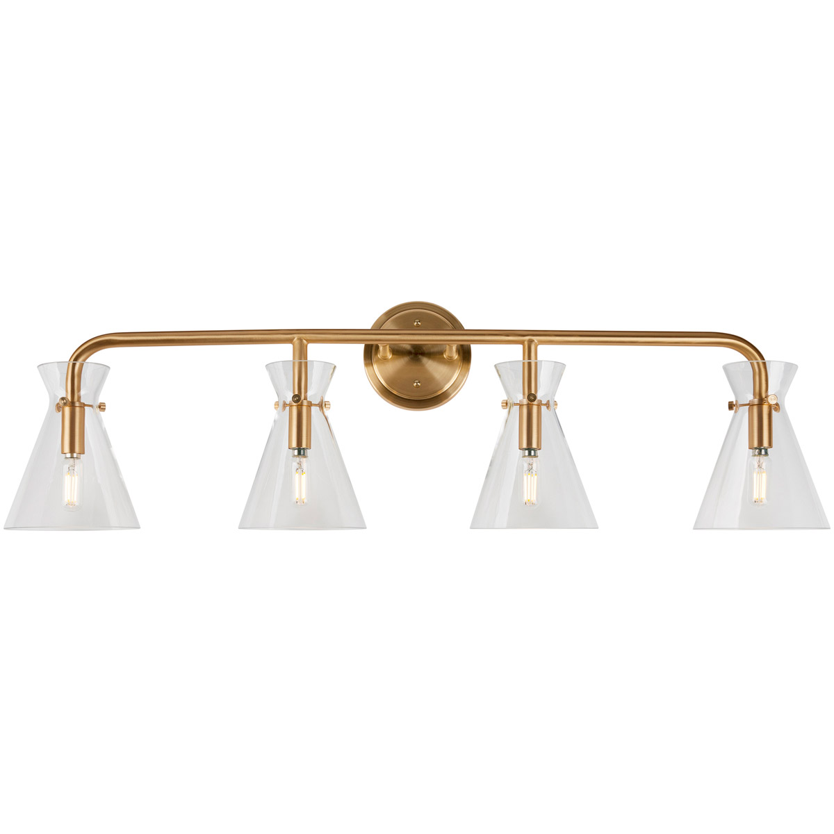 Beaker 4 Light 36 inch Soft Gold Vanity Light Wall Light