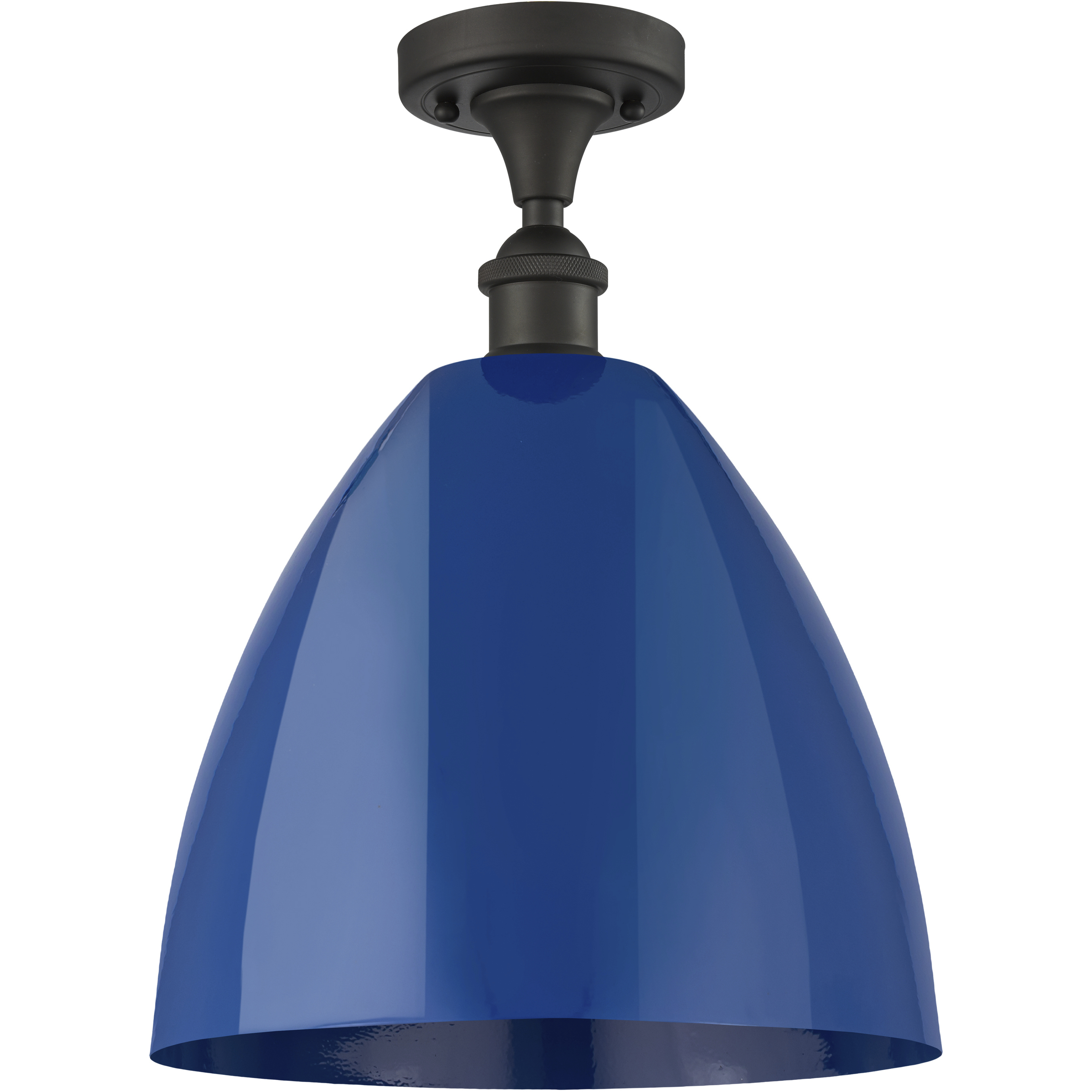 Edison Plymouth Dome 1 Light 12 inch Oil Rubbed Bronze Semi-Flush Mount Ceiling Light in Blue