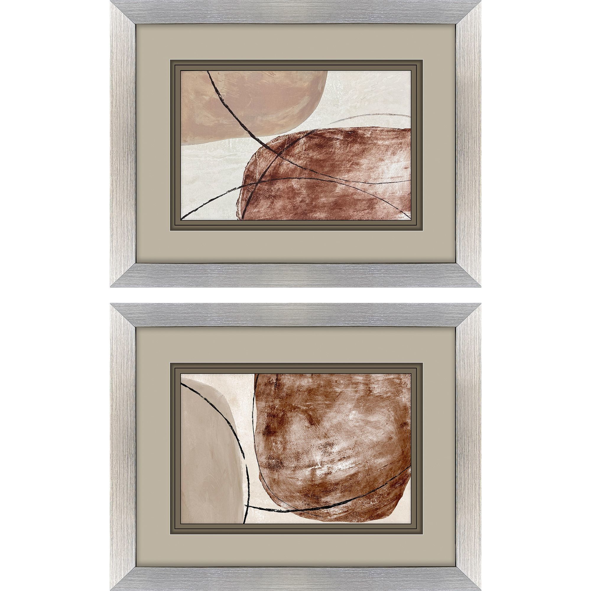 Shining Taupe Brown and Rust and Gray Framed Art, Propac