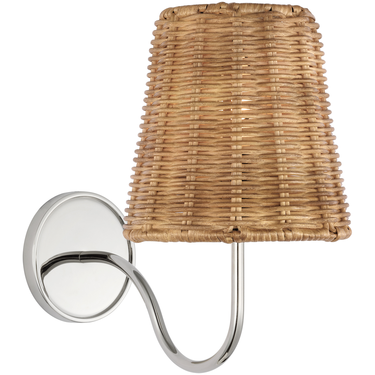 Amber Lewis Lyndsie LED 6 inch Polished Nickel Sconce Wall Light in Natural Wicker, Small