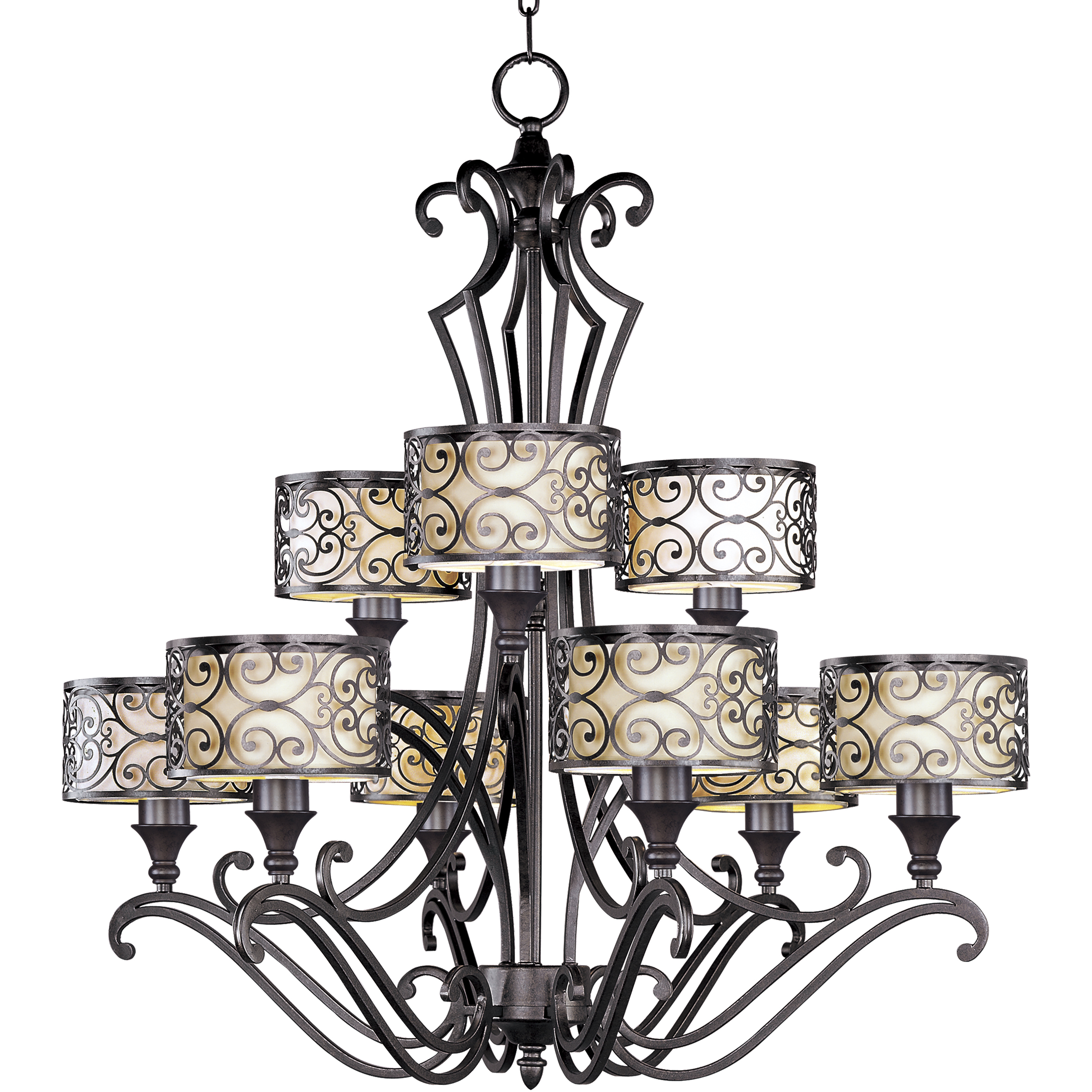 Mondrian 9 Light 34 inch Umber Bronze Multi-Tier Chandelier Ceiling Light