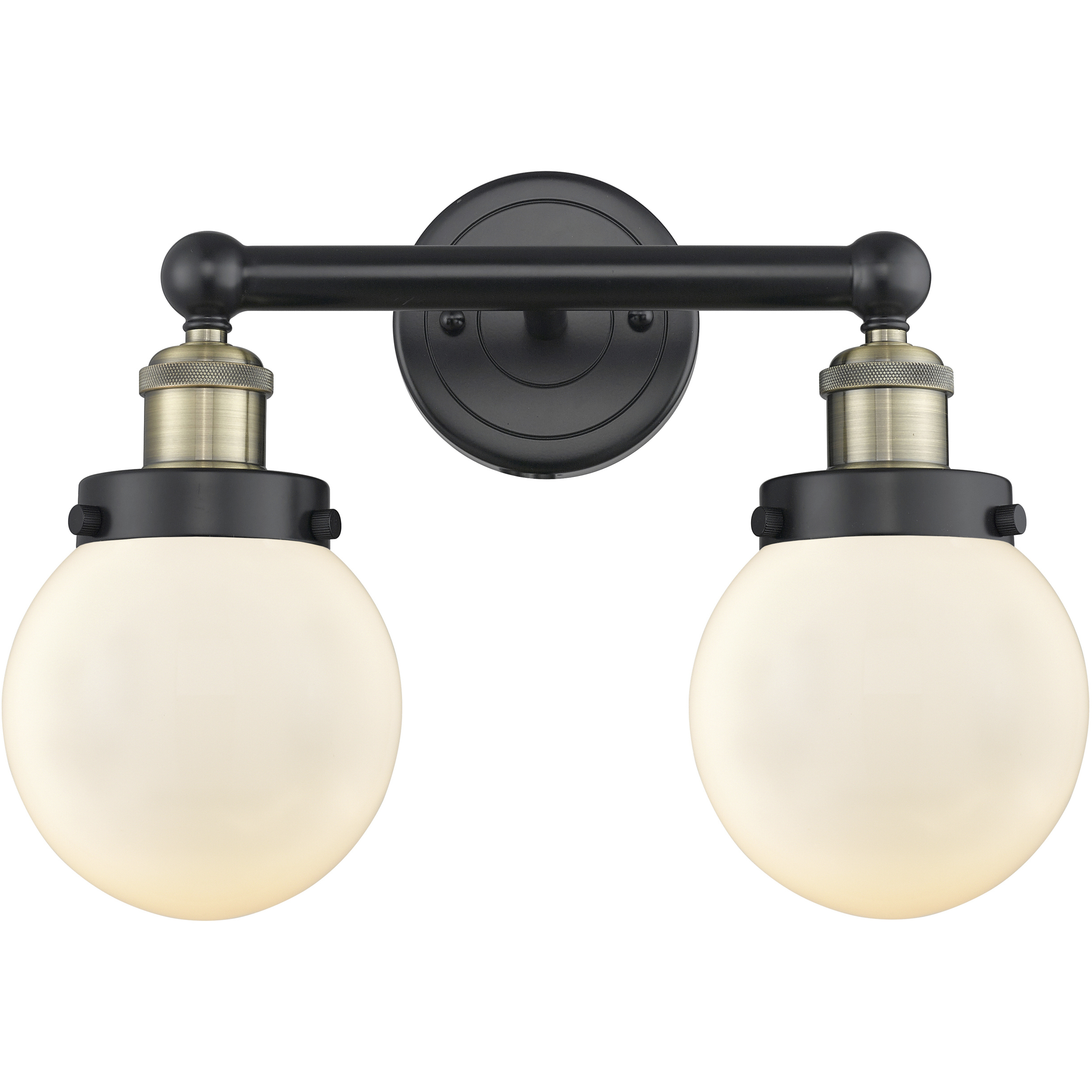 Beacon 2 Light 15.5 inch Black Antique Brass Bath Vanity Light Wall Light in Matte White