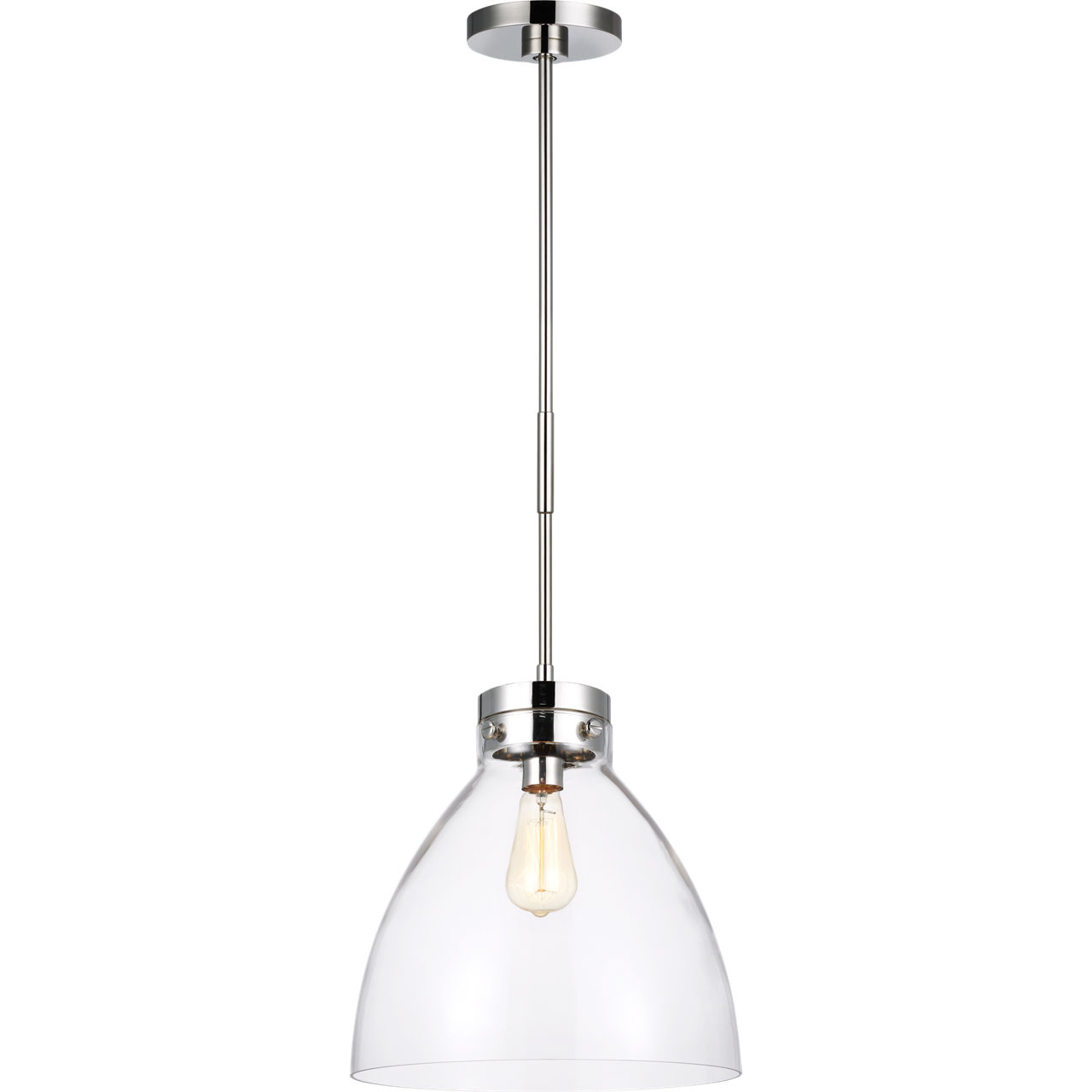C&M by Chapman & Myers Garrett 1 Light 13.5 inch Polished Nickel Pendant Ceiling Light