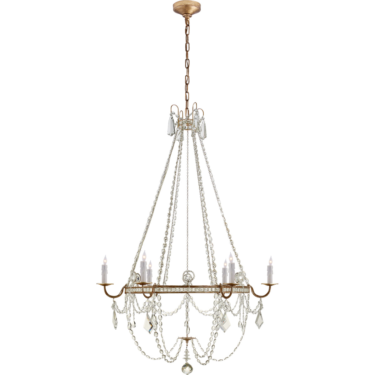 J. Randall Powers Sharon 6 Light 36 inch Gilded Iron Chandelier Ceiling Light, Medium