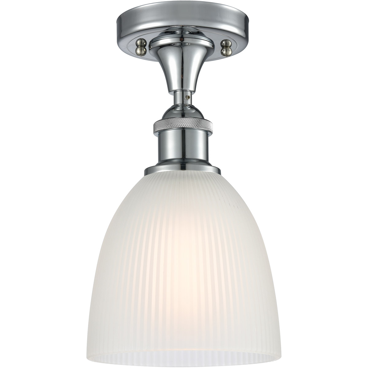 Ballston Castile 1 Light 6 inch Polished Chrome Semi-Flush Mount Ceiling Light in White Glass, Ballston