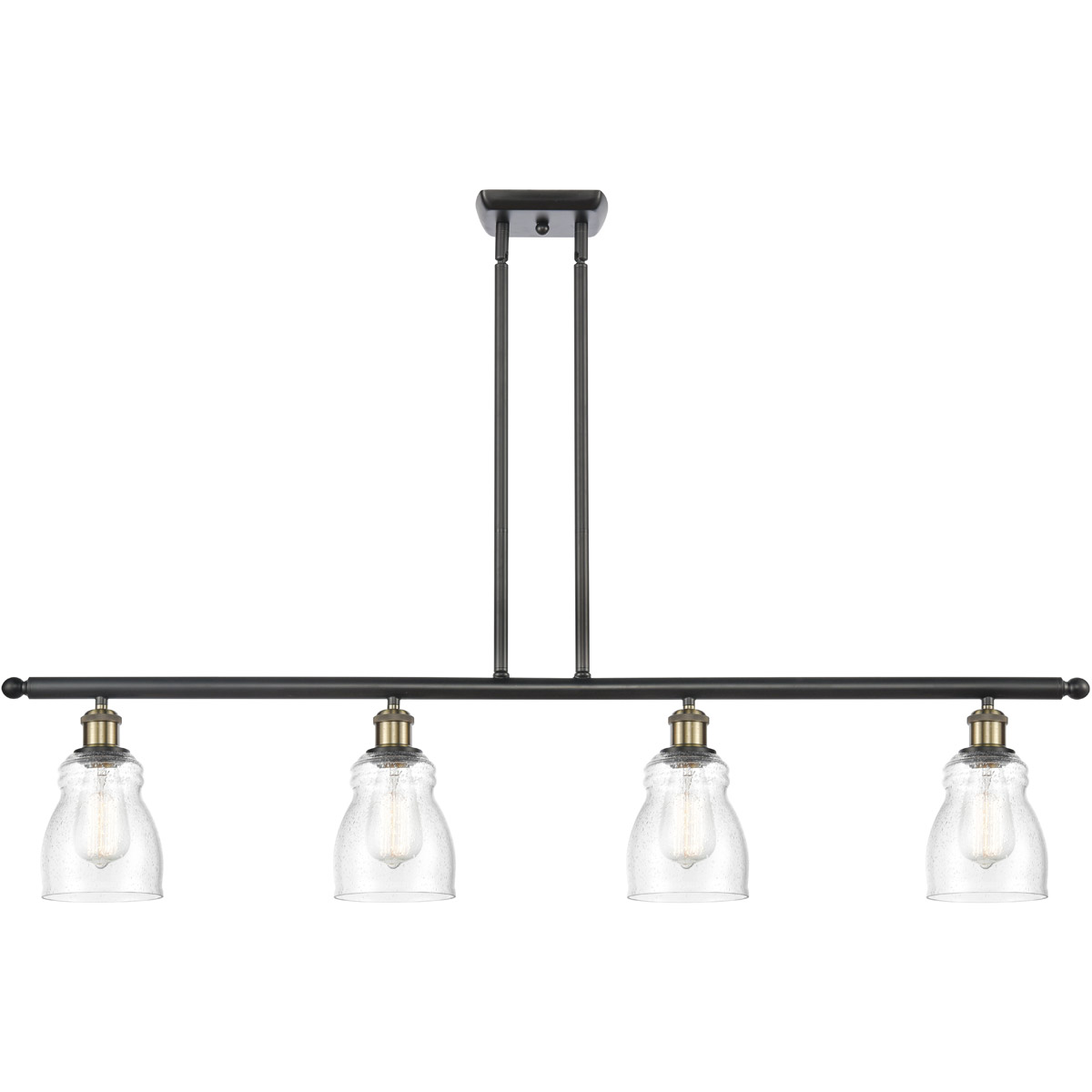 Ballston Ellery LED 48 inch Black Antique Brass Island Light Ceiling Light in Seedy Glass, Ballston
