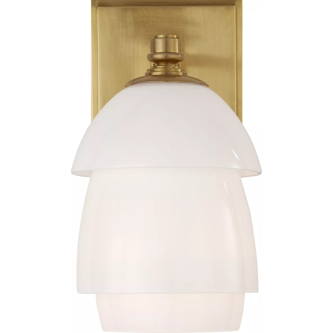 Thomas O'Brien Whitman 1 Light 4.75 inch Hand-Rubbed Antique Brass Bath Sconce Wall Light in White Glass, Small
