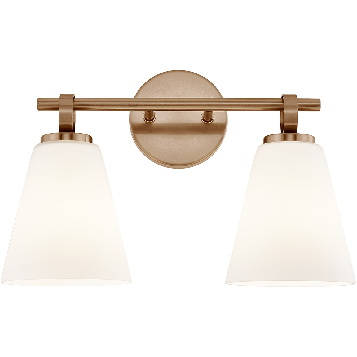 Fusion Collection - Bolzano Family 2 Light 16 inch Brushed Brass and Opal Bath Bar Wall Light, EVOLV