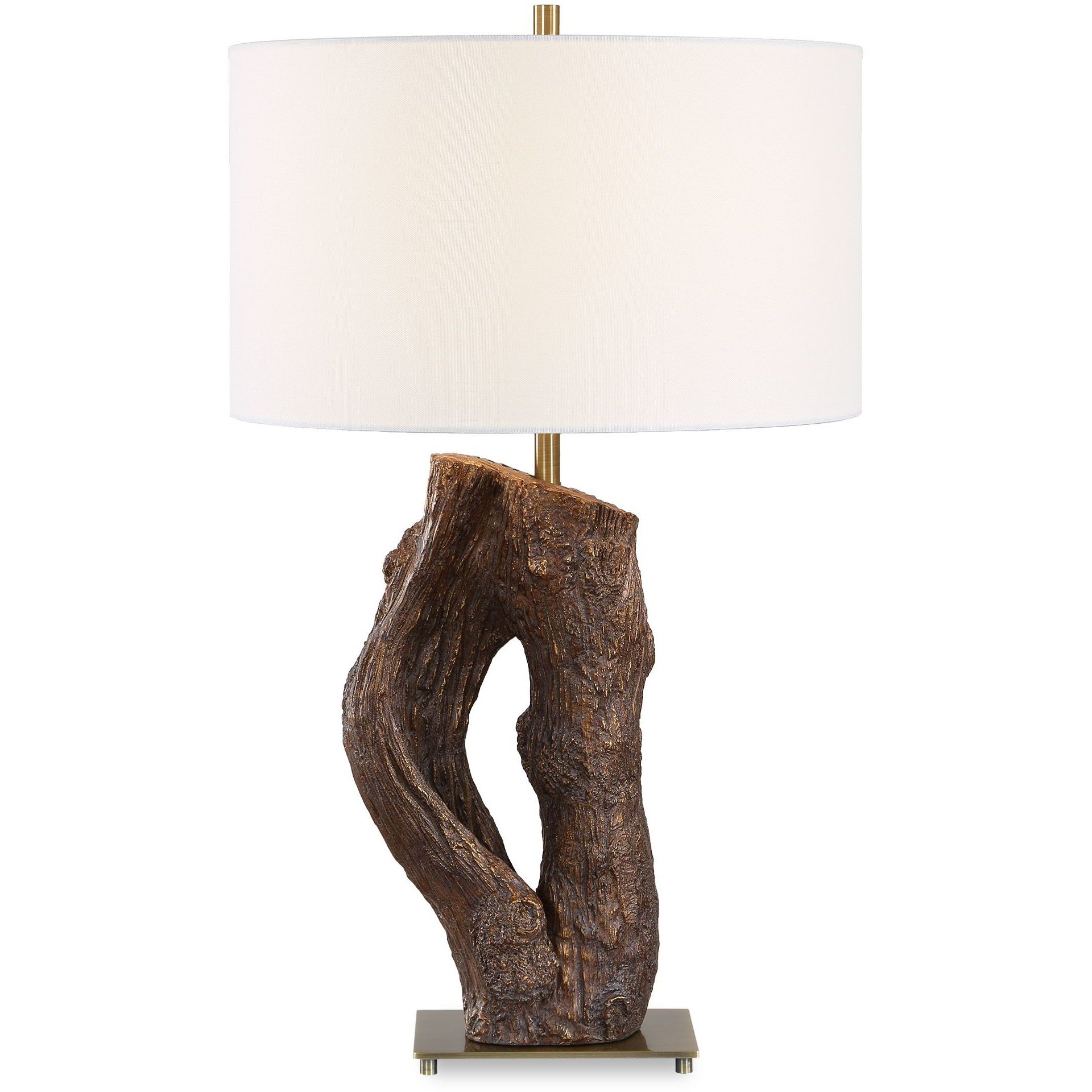 Namath 29.5 inch 150 watt Textured Wood and Antique Brass Table Lamp Portable Light