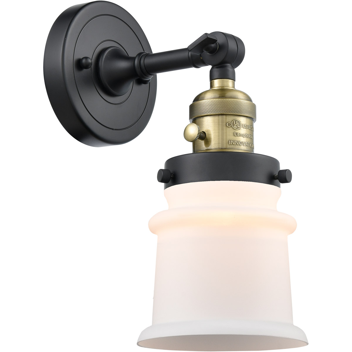 Franklin Restoration Small Canton LED 6.5 inch Black Antique Brass Sconce Wall Light, Franklin Restoration