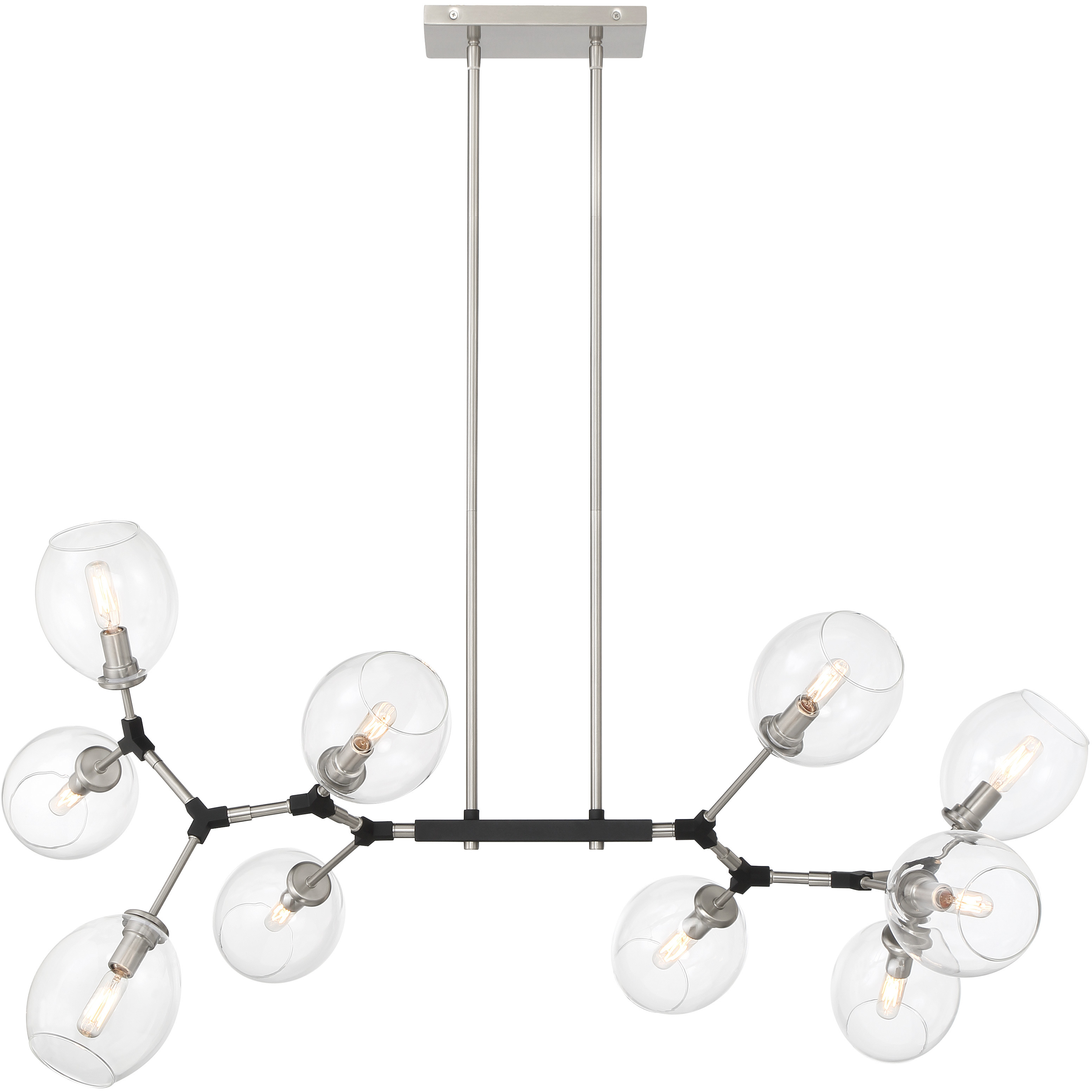 Nexpo LED 50.38 inch Brushed Nickel W/Black Accents Chandelier Ceiling Light, Island Light