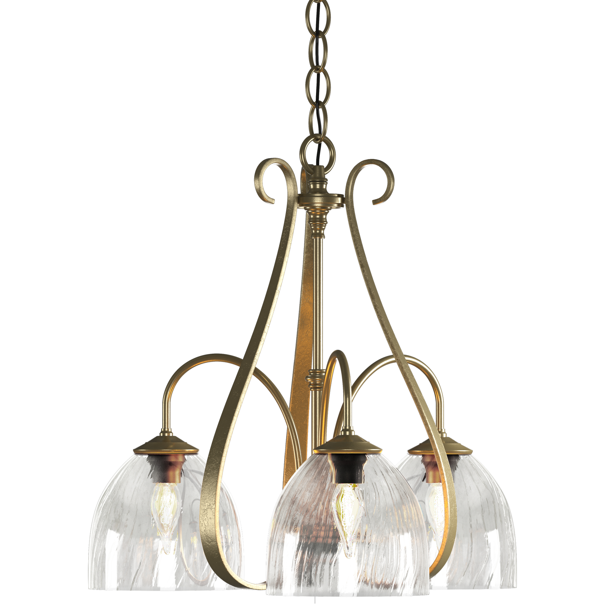Sweeping Taper 3 Light 18.4 inch Modern Brass Chandelier Ceiling Light in Water