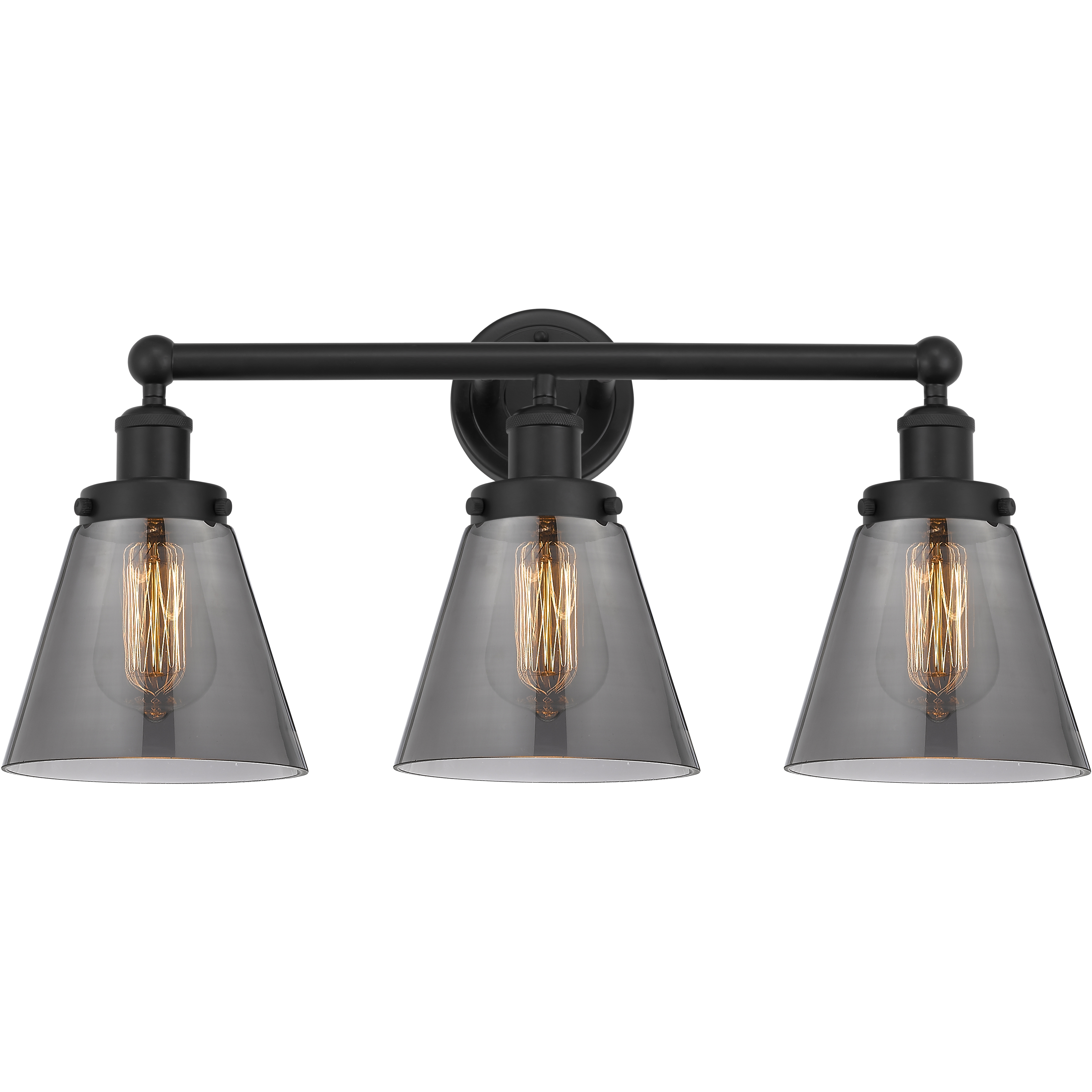 Cone 3 Light 24.5 inch Matte Black Bath Vanity Light Wall Light