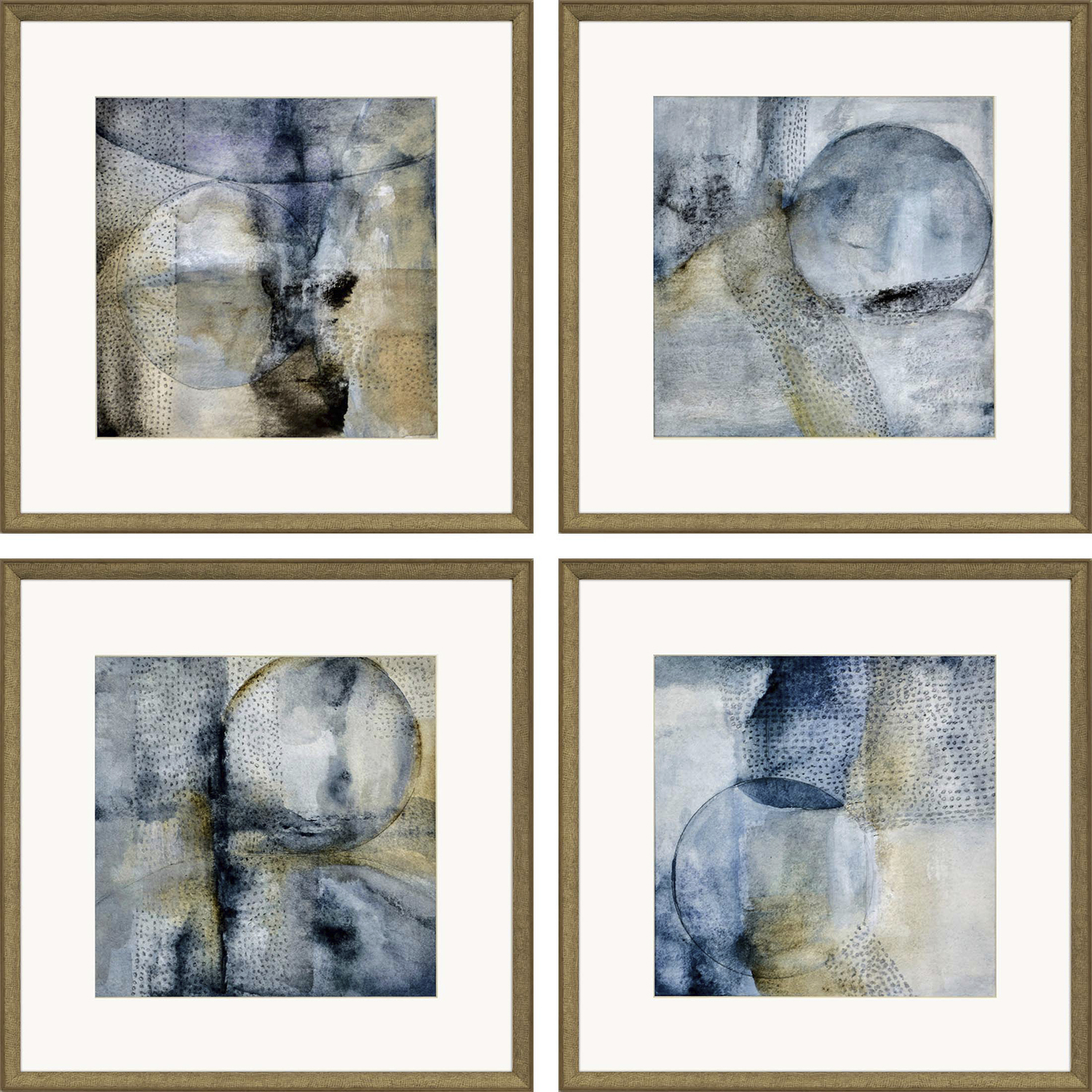 Abstract Blue and Yellow and Brown and Gray Framed Art