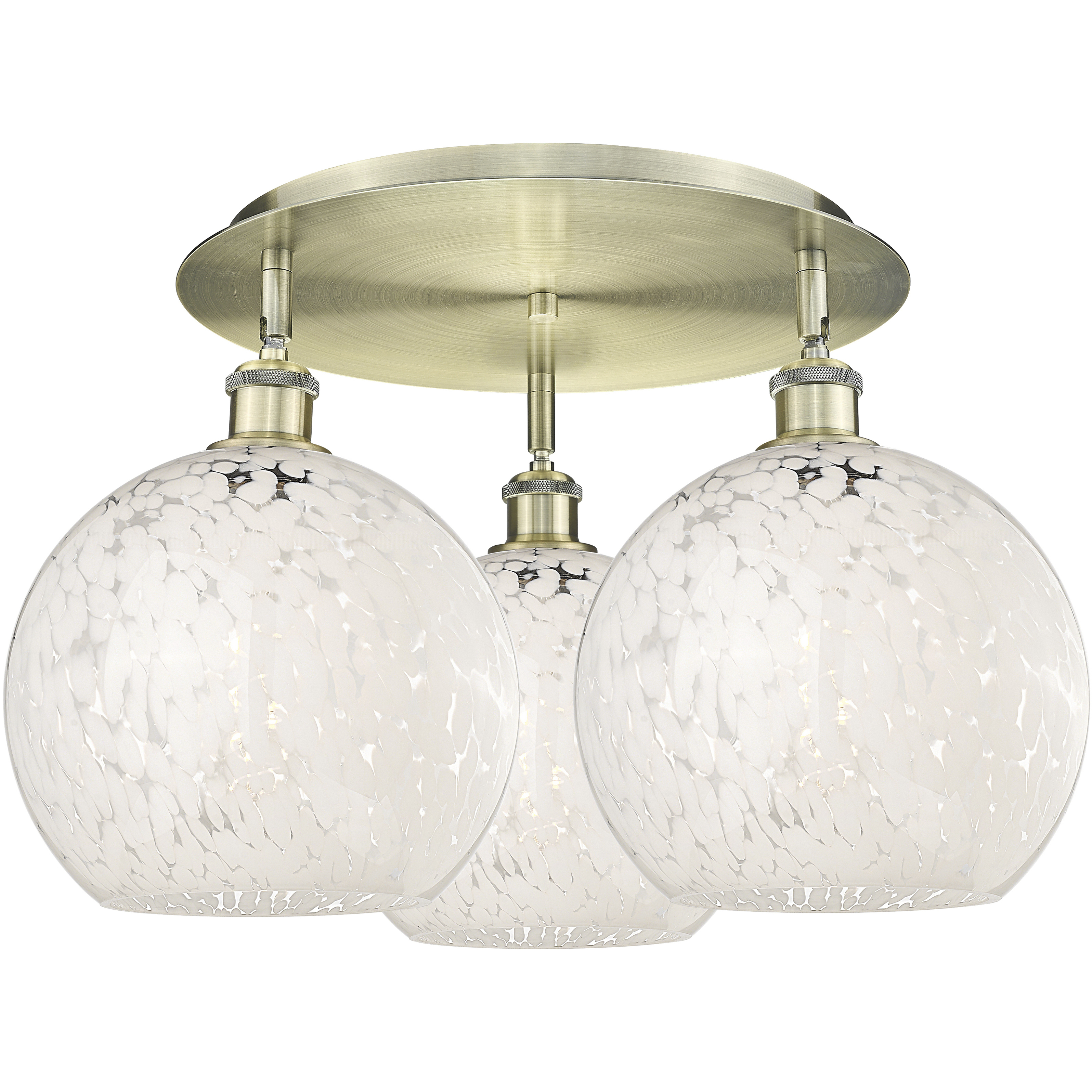 Ballston White Mouchette 3 Light 21.75 inch Antique Brass Flush Mount Ceiling Light