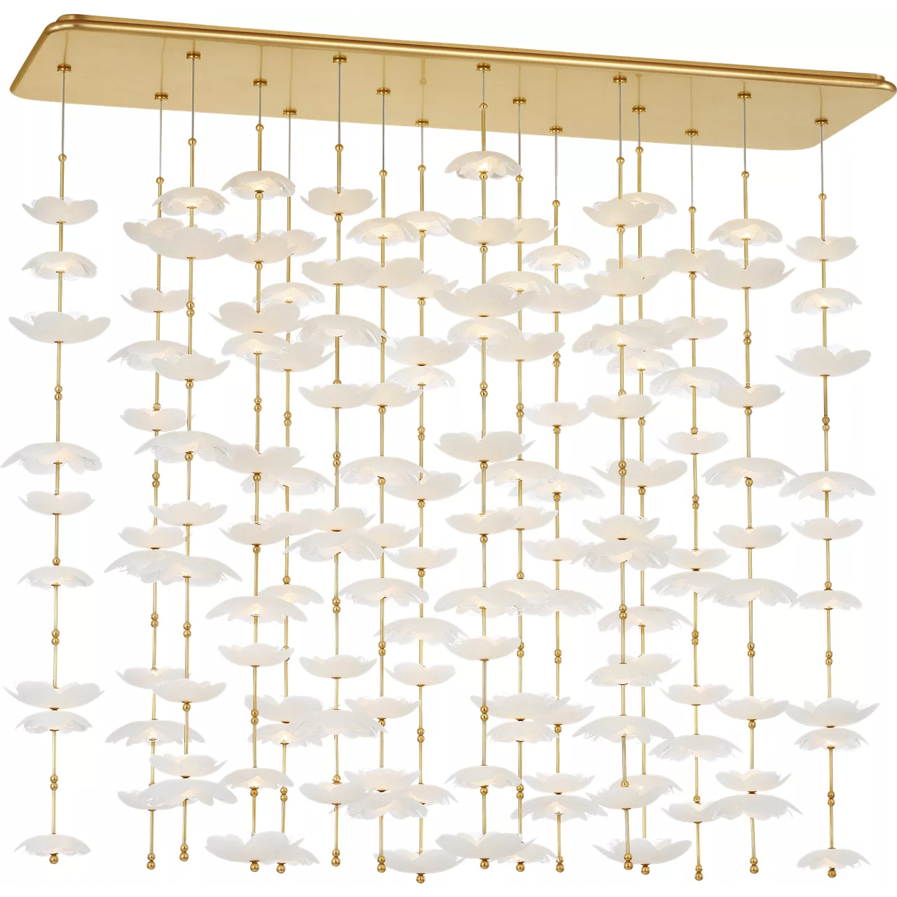 Barbara Barry Petaluma LED 60.25 inch Soft Lacquered Brass Cascading Linear Chandelier Ceiling Light