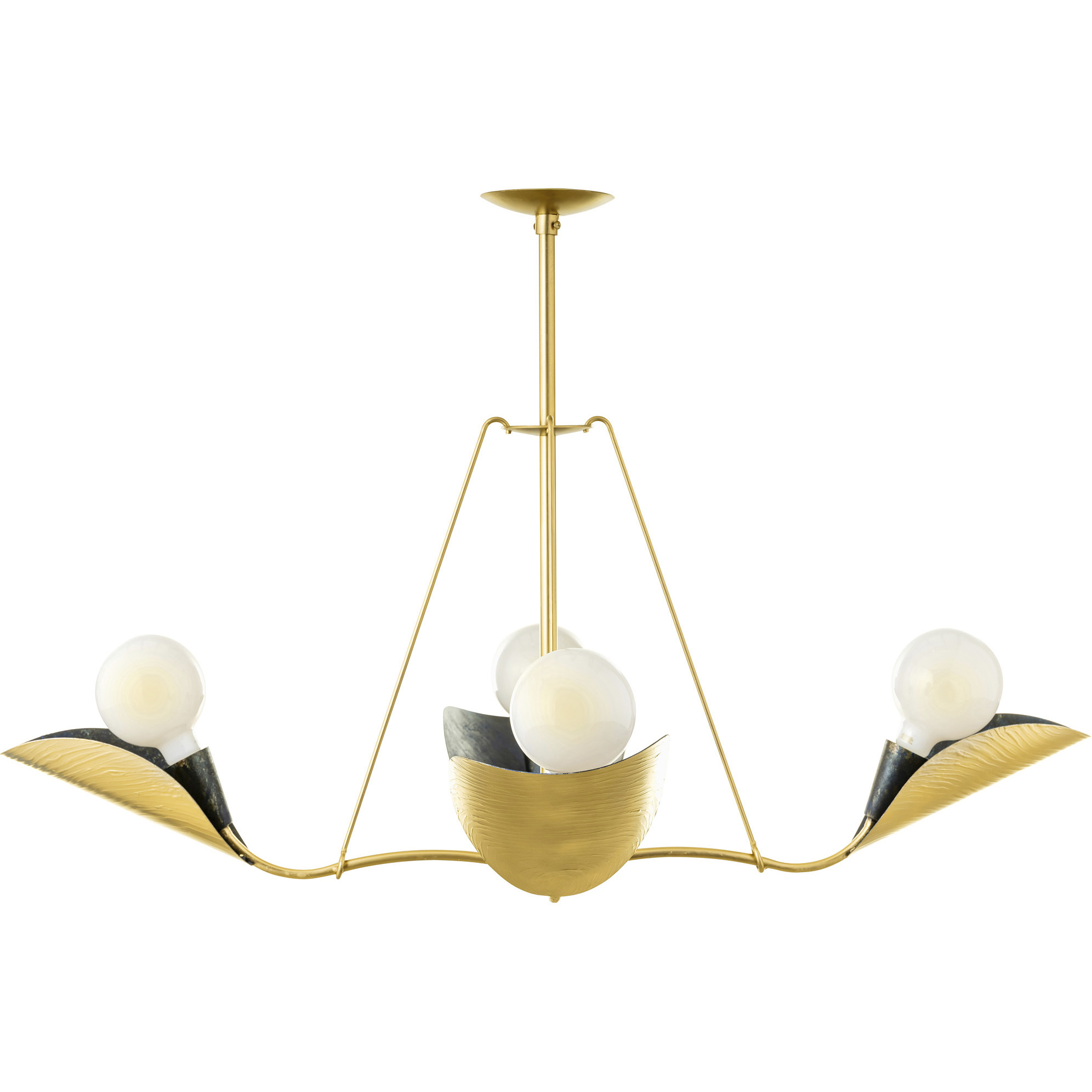 New Traditional 4 Light Solid Gold and Anara Blue Chandelier Ceiling Light