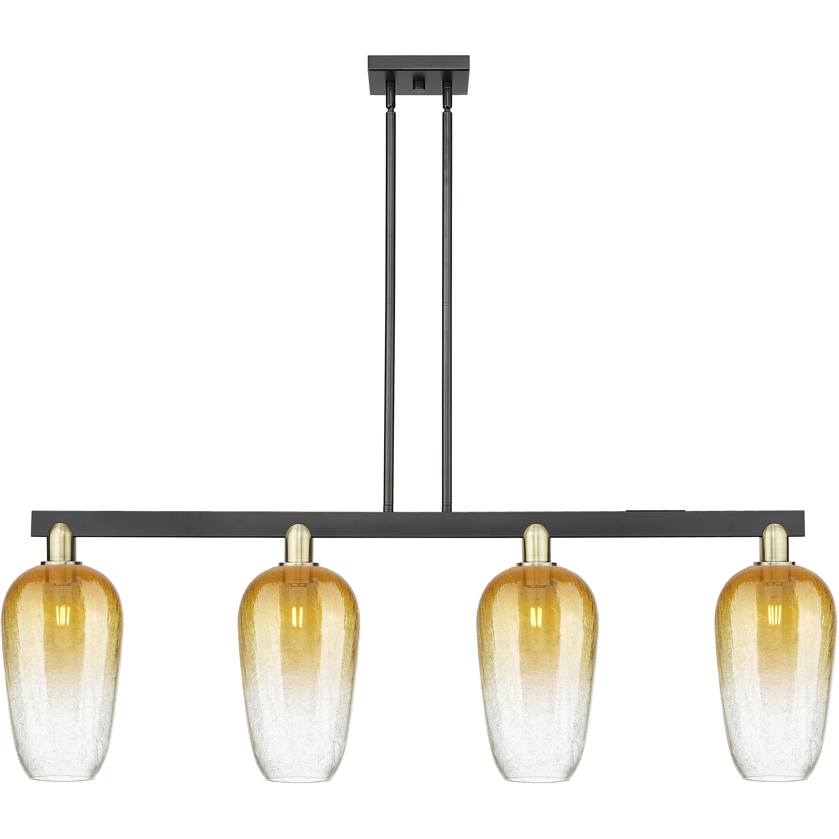 Brookhaven Flute Island Light Ceiling Light in Black Antique Brass, Amber Glass