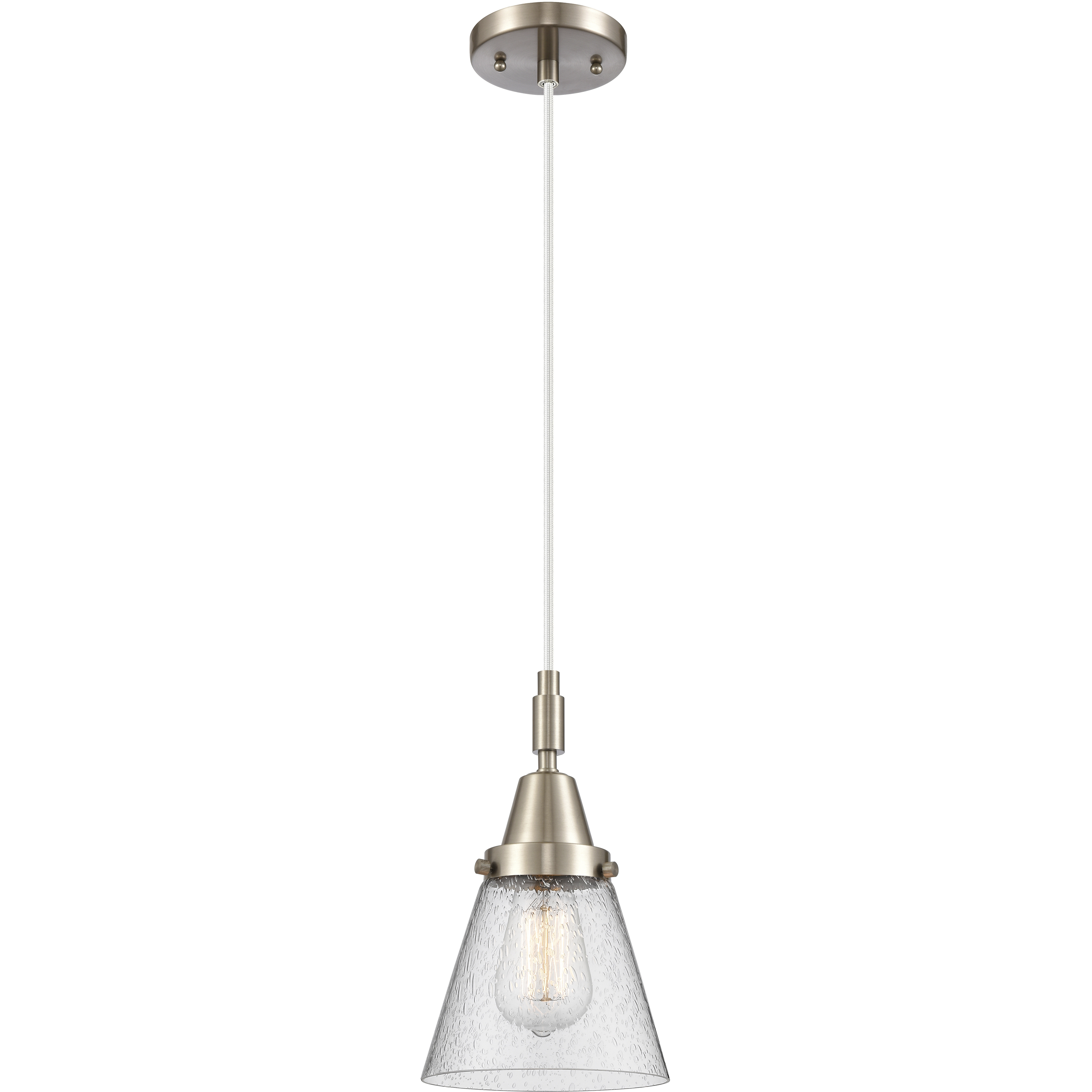 Downtown Urban Cone 1 Light 6.25 inch Brushed Satin Nickel Mini Pendant Ceiling Light in Seedy