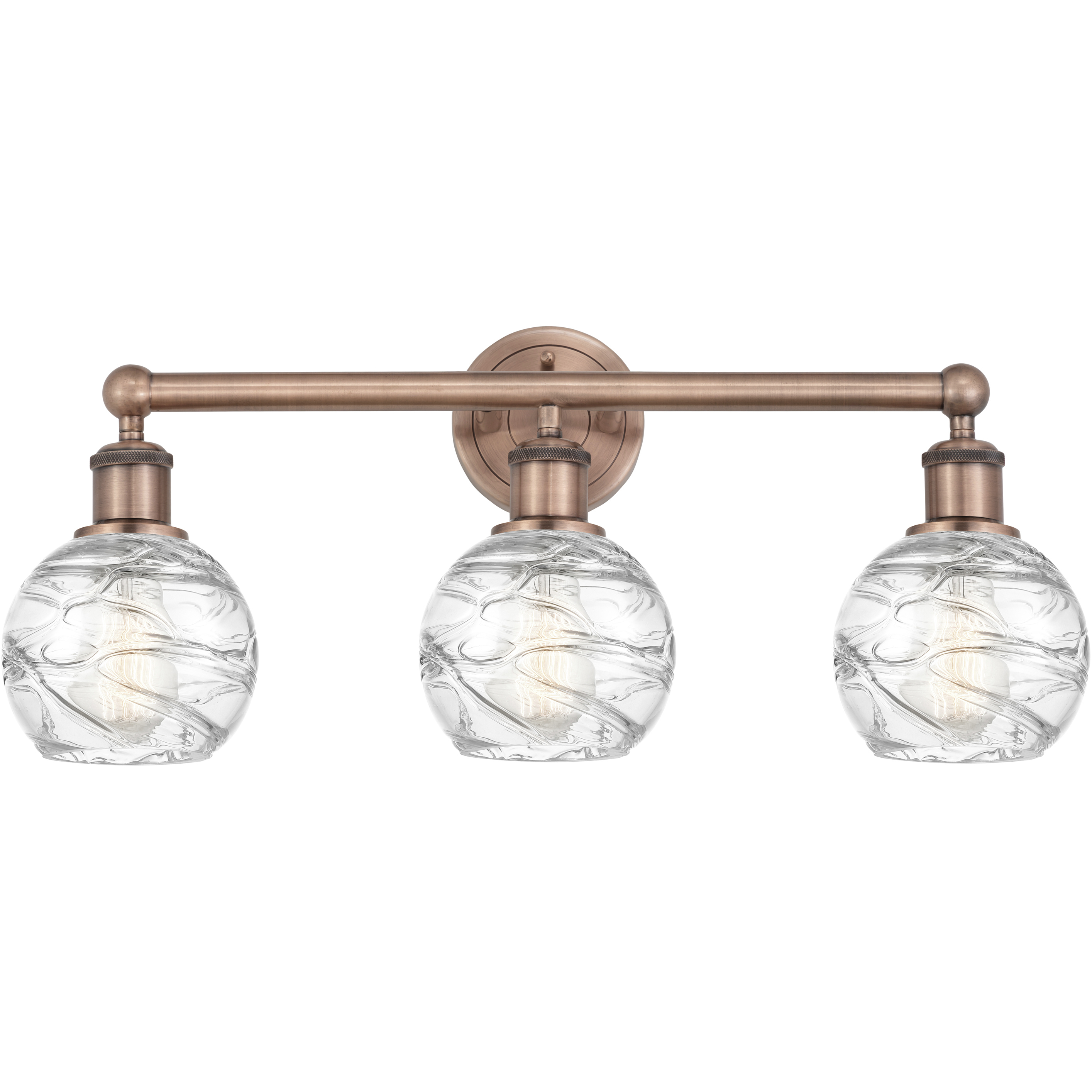 Athens Deco Swirl 3 Light 24 inch Antique Copper Bath Vanity Light Wall Light in Clear Deco Swirl
