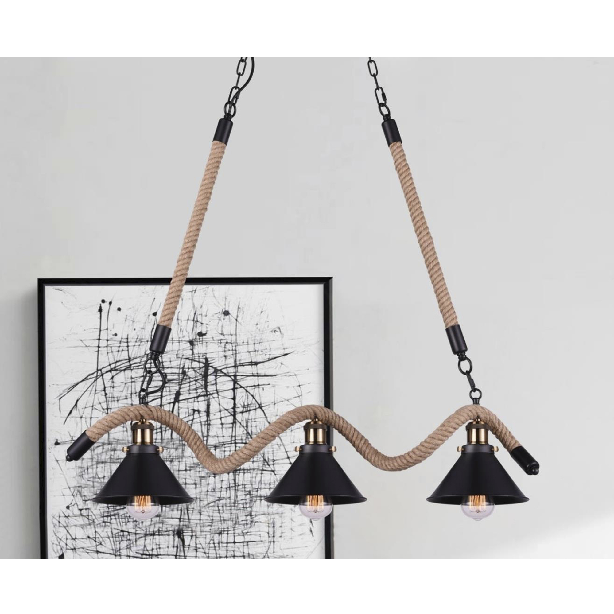 Padma 3 Light 34 inch Black Island/Pool Table Light Ceiling Light
