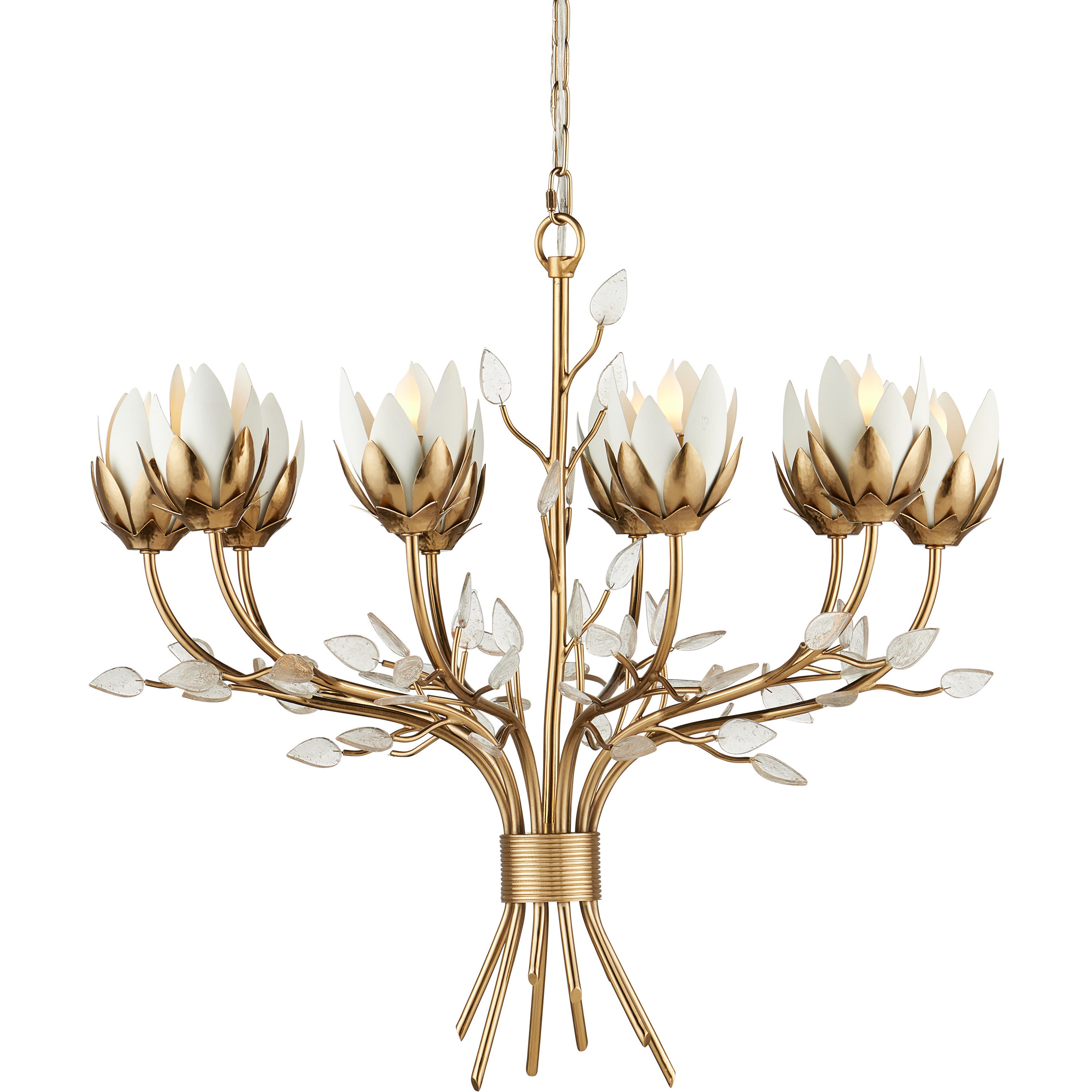 Star Magnolia 10 Light 26.5 inch Antique Brass Chandelier Ceiling Light