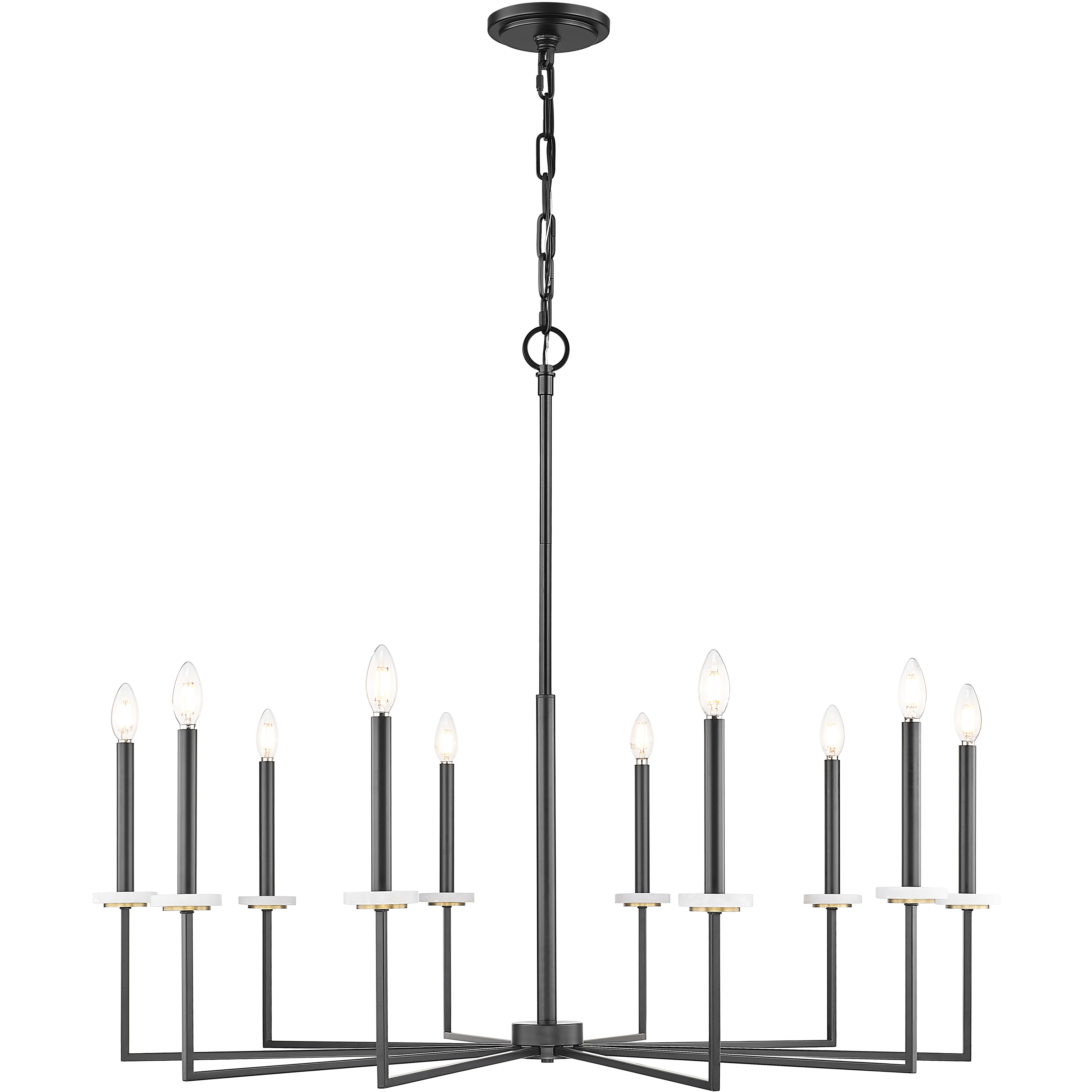 Gaultier 10 Light 44.75 inch Matte Black and Modern Gold Chandelier Ceiling Light