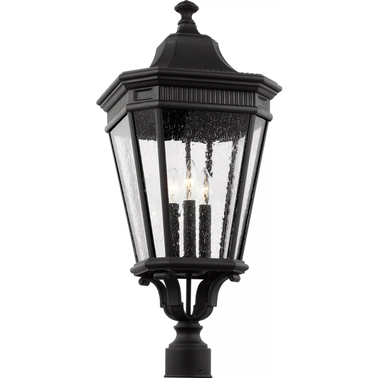 Cotswold Lane 3 Light 27.5 inch Black Outdoor Post Lantern, Large