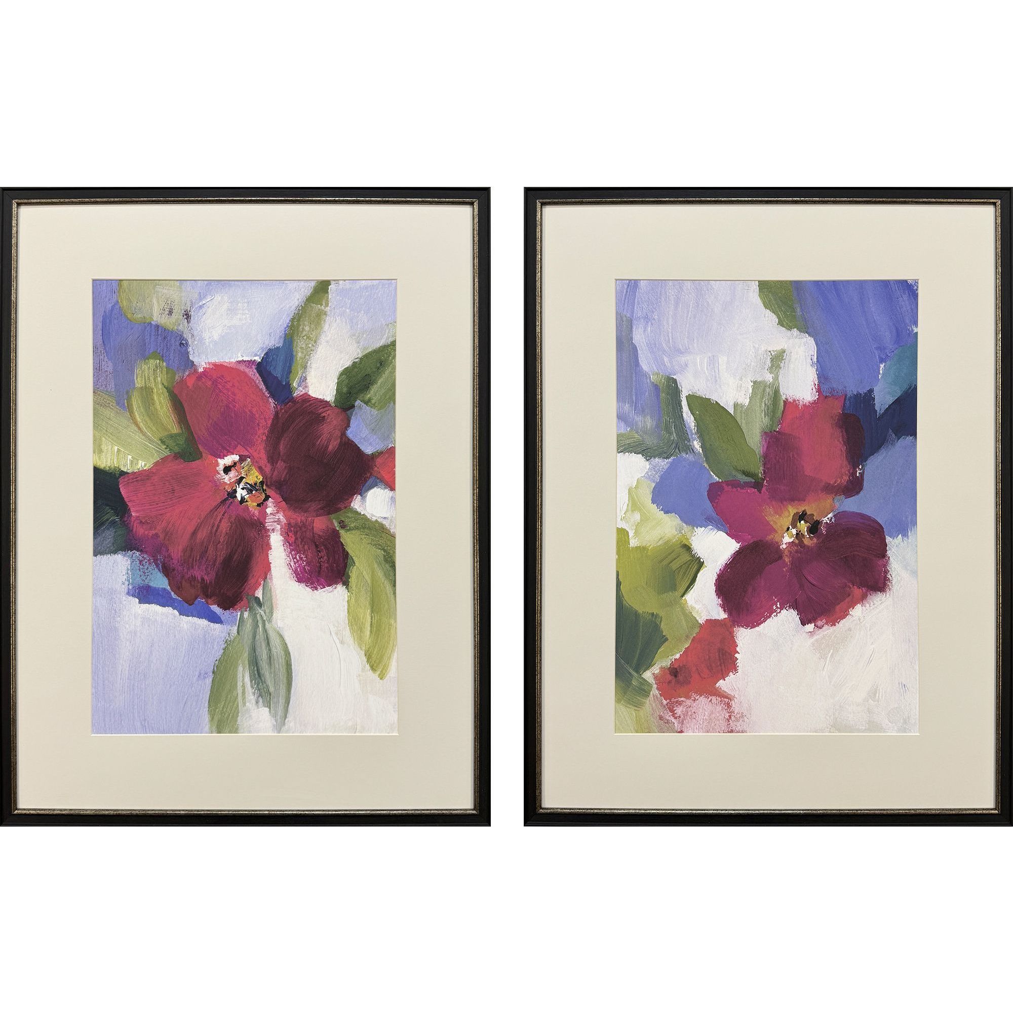 Modern Fleur Purple and Blue and Green and White Framed Art