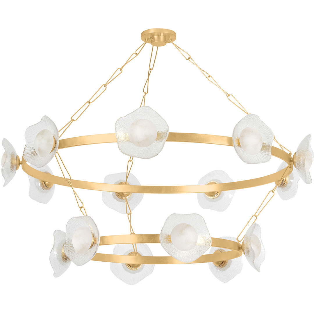 Almandine LED 60.75 inch Vintage Gold Leaf Chandelier Ceiling Light