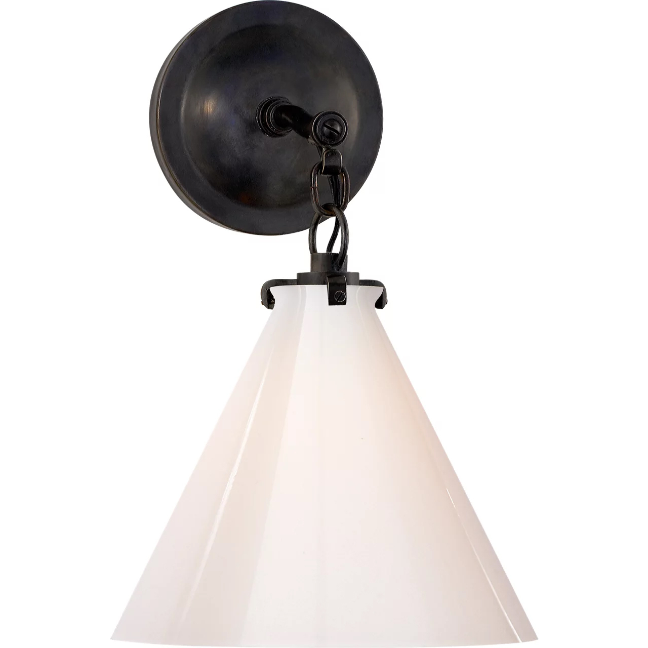 Thomas O'Brien Katie6 1 Light 9.4 inch Bronze Conical Bath Sconce Wall Light in White Glass, Small
