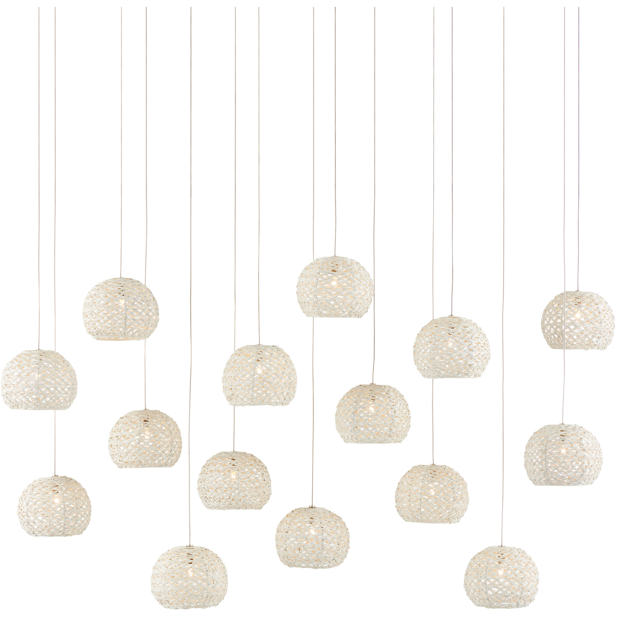 Piero 15 Light 48 inch Silver Multi-Drop Pendant Ceiling Light