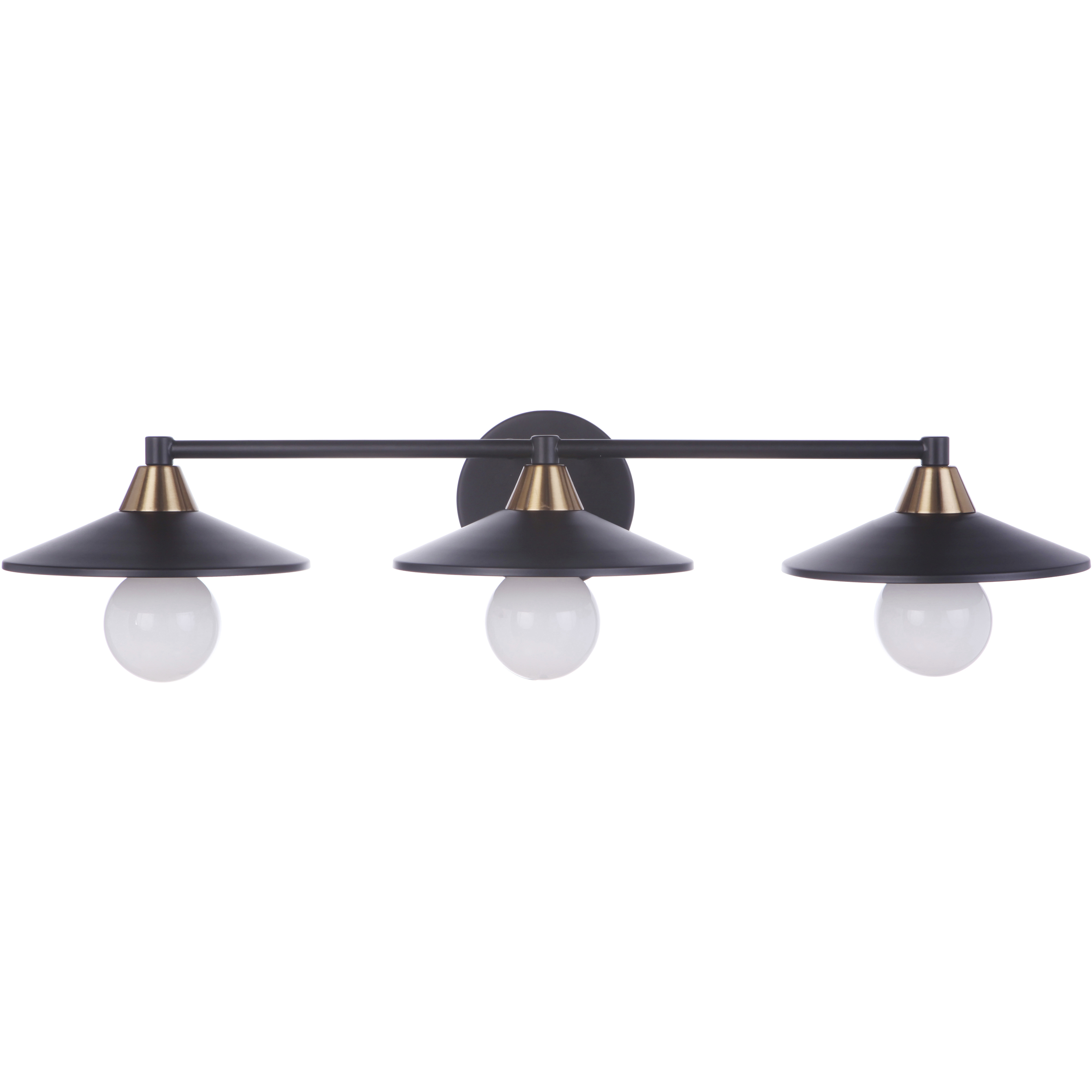 Isaac 3 Light 28.68 inch Flat Black/Satin Brass Vanity Light Wall Light in Flat Black and Satin Brass
