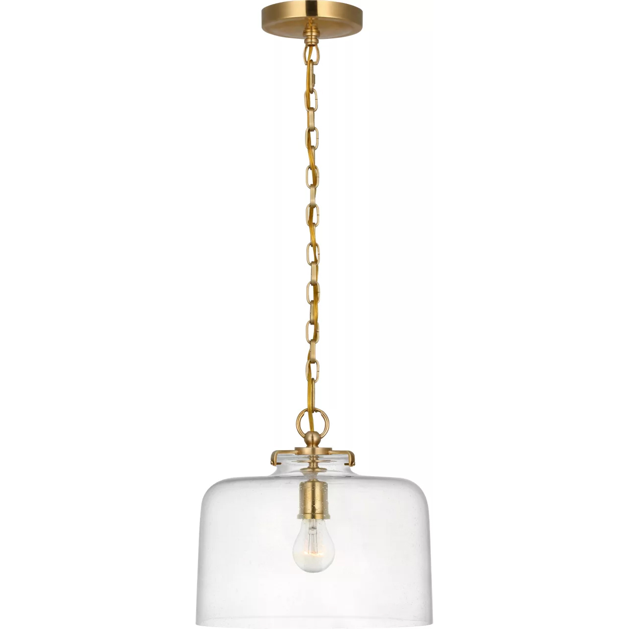 Thomas O'Brien Katie5 1 Light 12 inch Hand-Rubbed Antique Brass Dome Pendant Ceiling Light in Seeded Glass