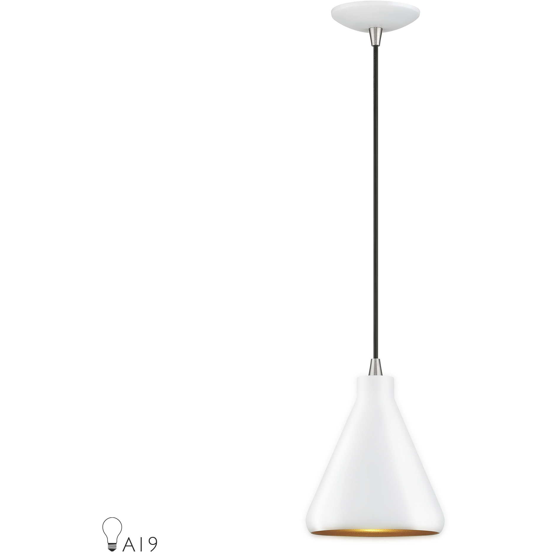 Geneva 1 Light 7 inch White with Brushed Nickel Accents Mini Pendant Ceiling Light