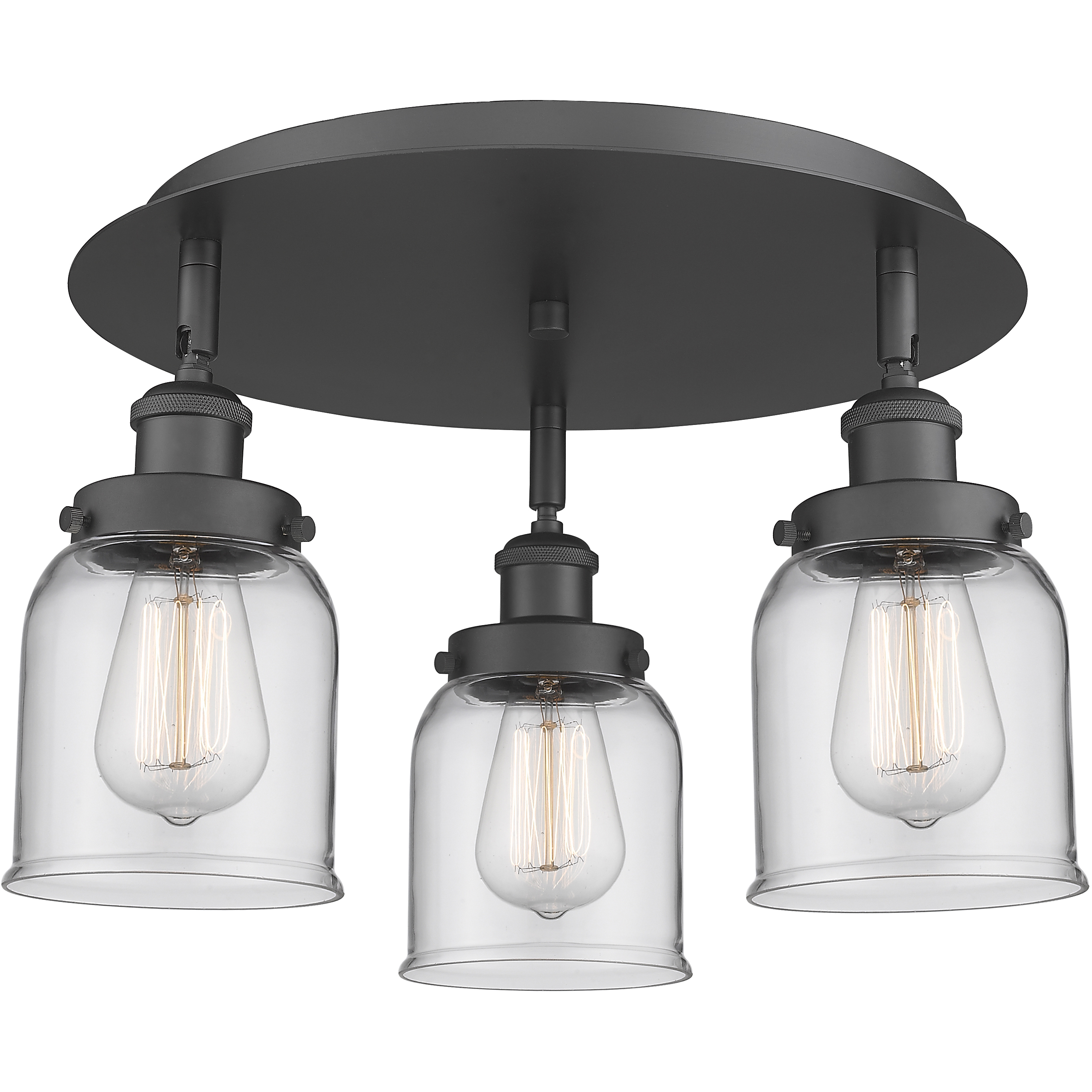 Bell 3 Light 16.75 inch Matte Black Flush Mount Ceiling Light in Clear