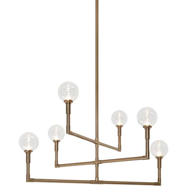 Candlestix 6 Light 37.88 inch Aged Gold Brass Chandelier Ceiling Light in Aged Gold Brass and Clear