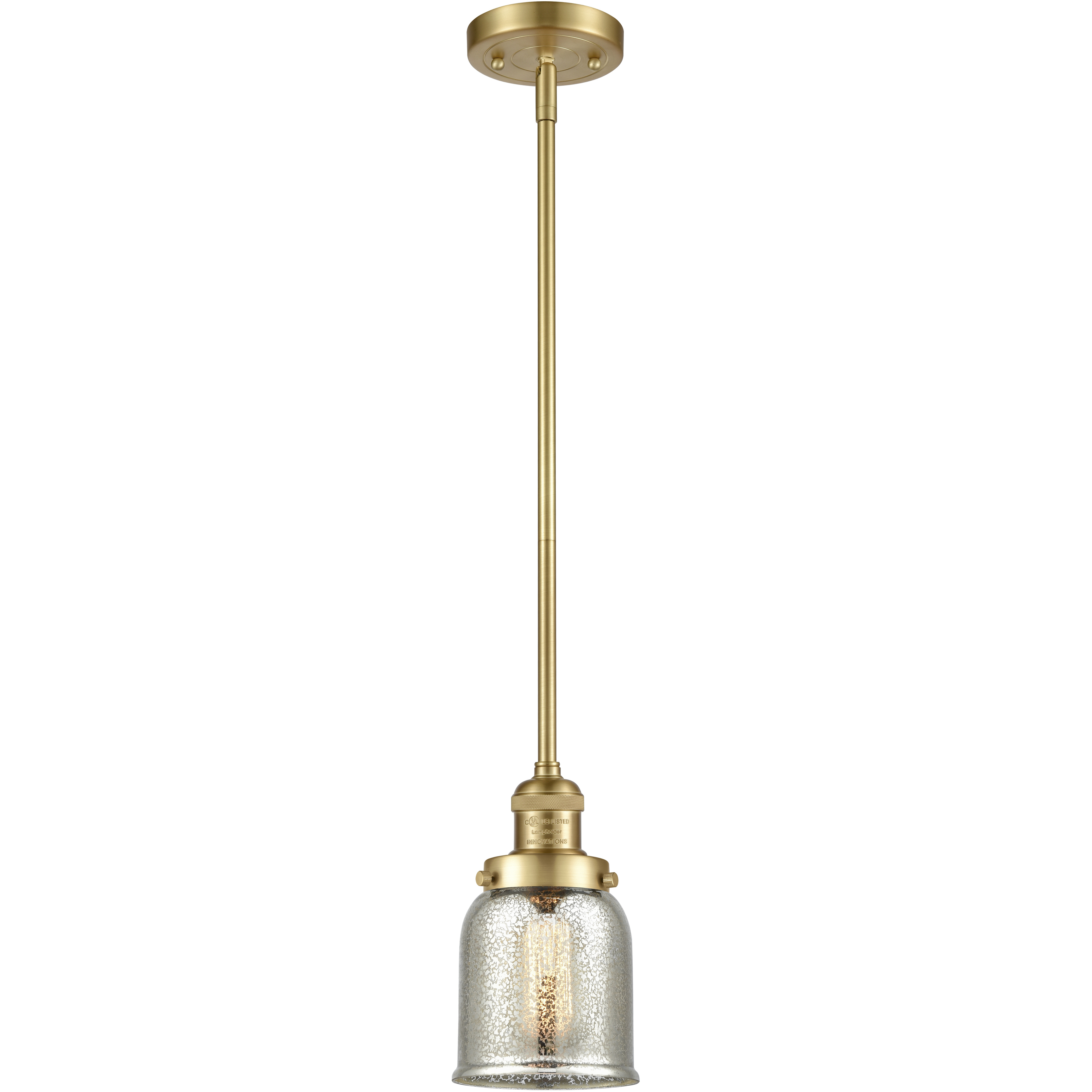 Franklin Restoration Bell 1 Light 5 inch Satin Gold Mini Pendant Ceiling Light in Incandescent, Silver Plated Mercury, Franklin Restoration