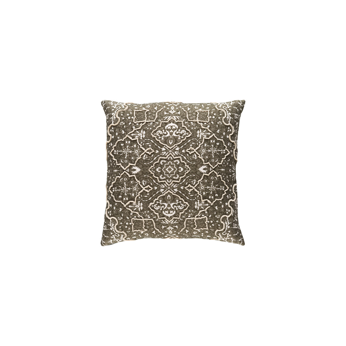 Batik 20 X 20 inch Dark Brown and White Pillow