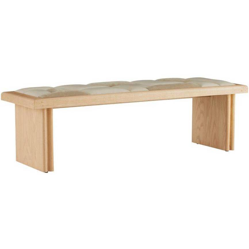 Fairfield Greige Leather and Taupe Suede with Blonde Wood Bench