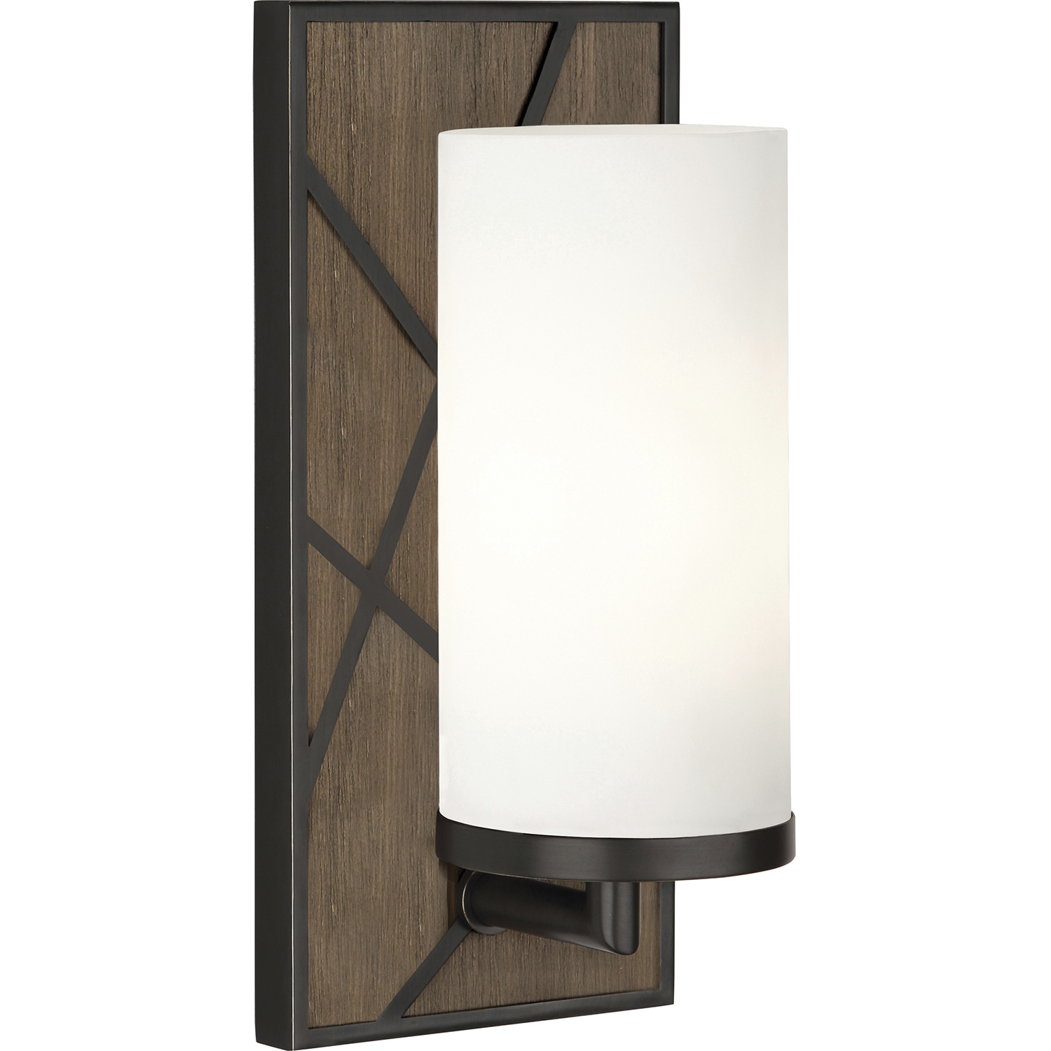 Michael Berman Bond 1 Light 5.5 inch Smoked Walnut Wood Wall Sconce Wall Light in Deep Patina Bronze, Frosted Cased White Glass