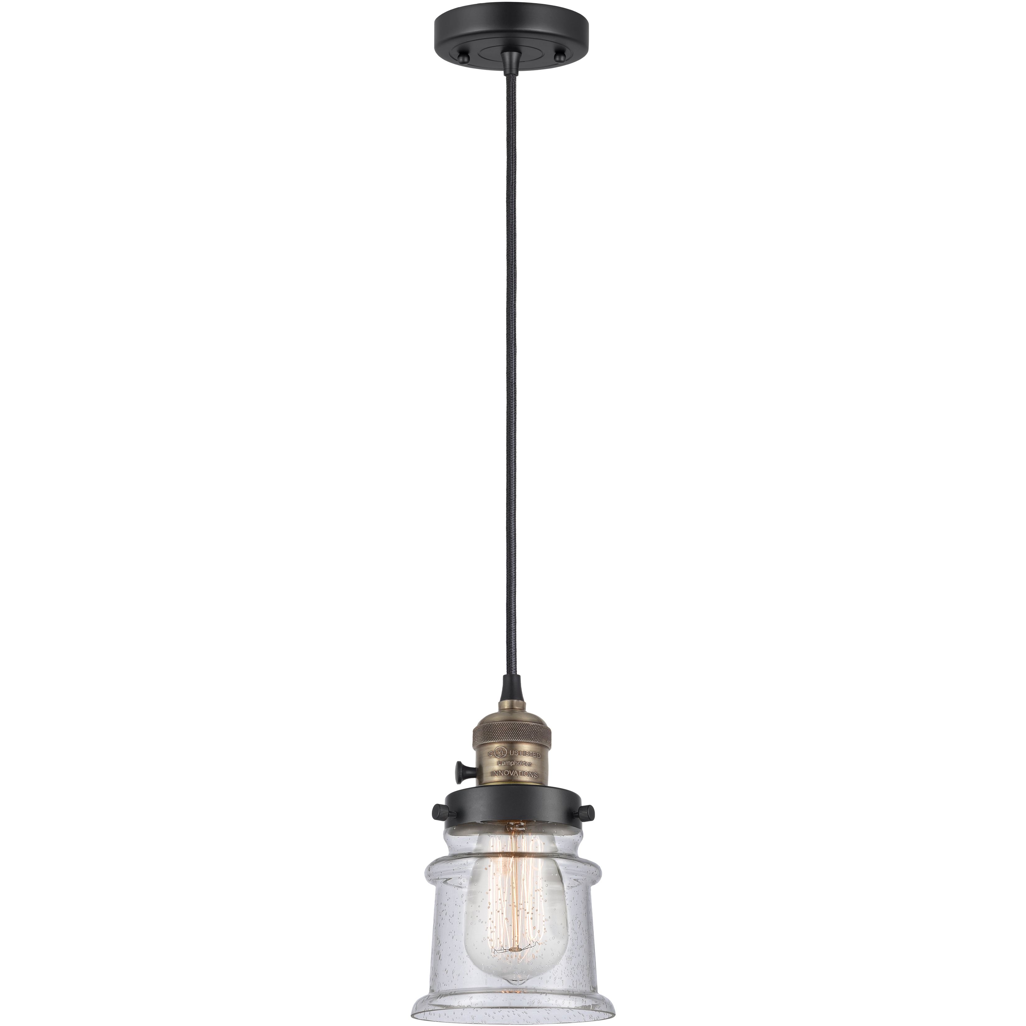 Franklin Restoration Canton LED 6 inch Black Antique Brass Mini Pendant Ceiling Light in Seedy