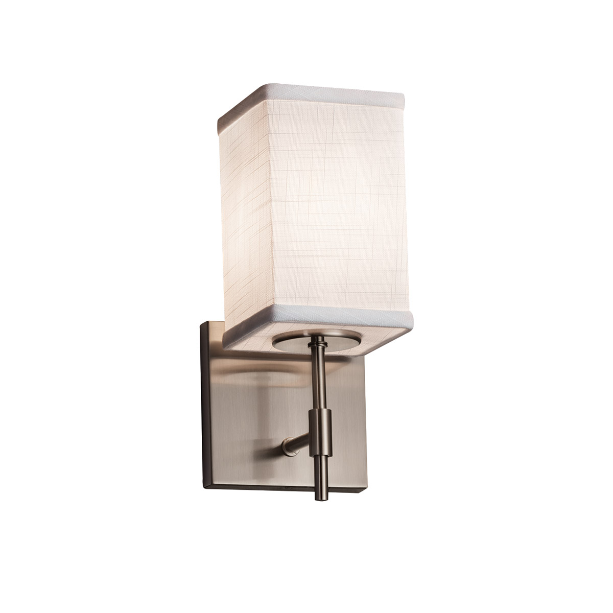 Textile Wall Sconce Wall Light in Dark Bronze, Square with Flat Rim, Incandescent, Gray