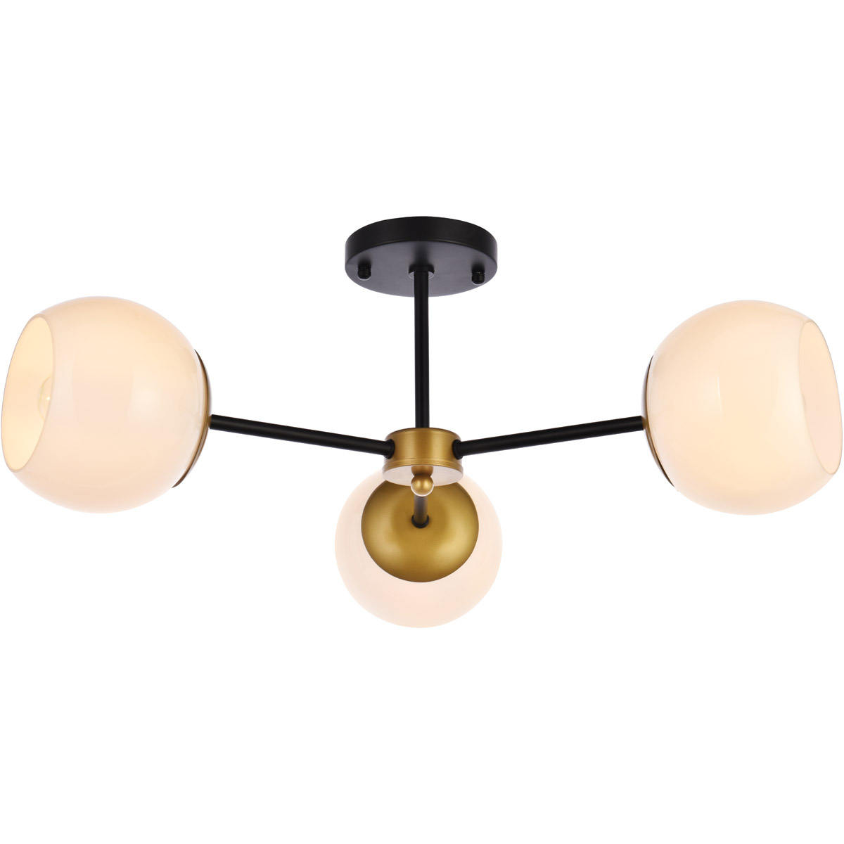 Briggs 3 Light 26 inch Black and Brass Flush Mount Ceiling Light