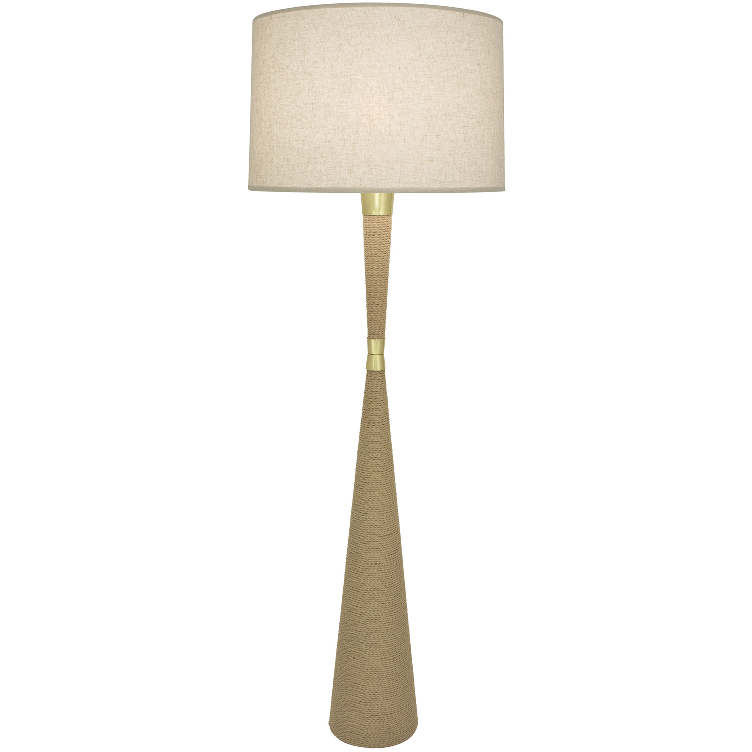 Hatteras 61 inch 150 watt Natural Rope with Modern Brass Floor Lamp Portable Light in Heather Linen