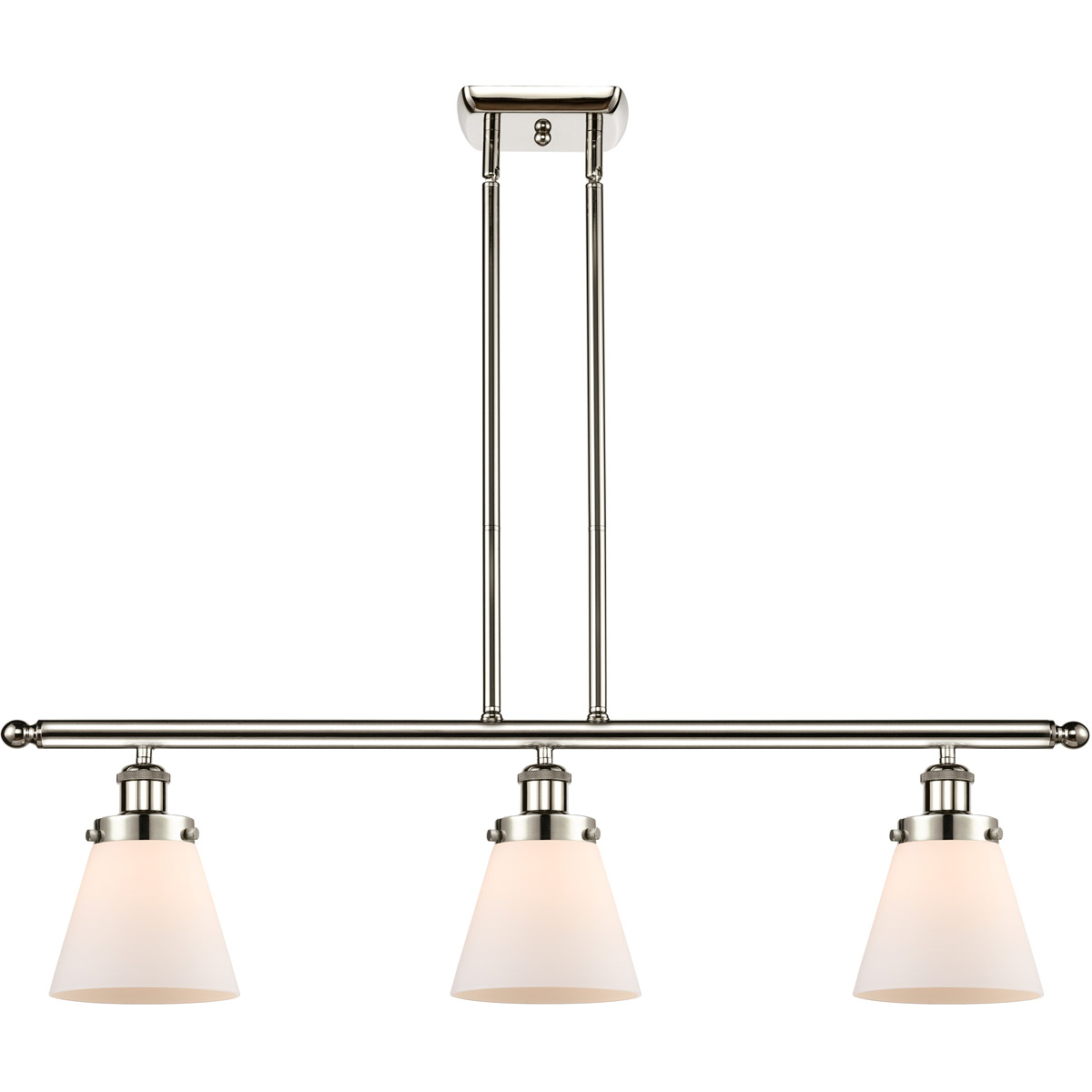 Ballston Small Cone 3 Light 36 inch Polished Nickel Island Light Ceiling Light in Matte White Glass