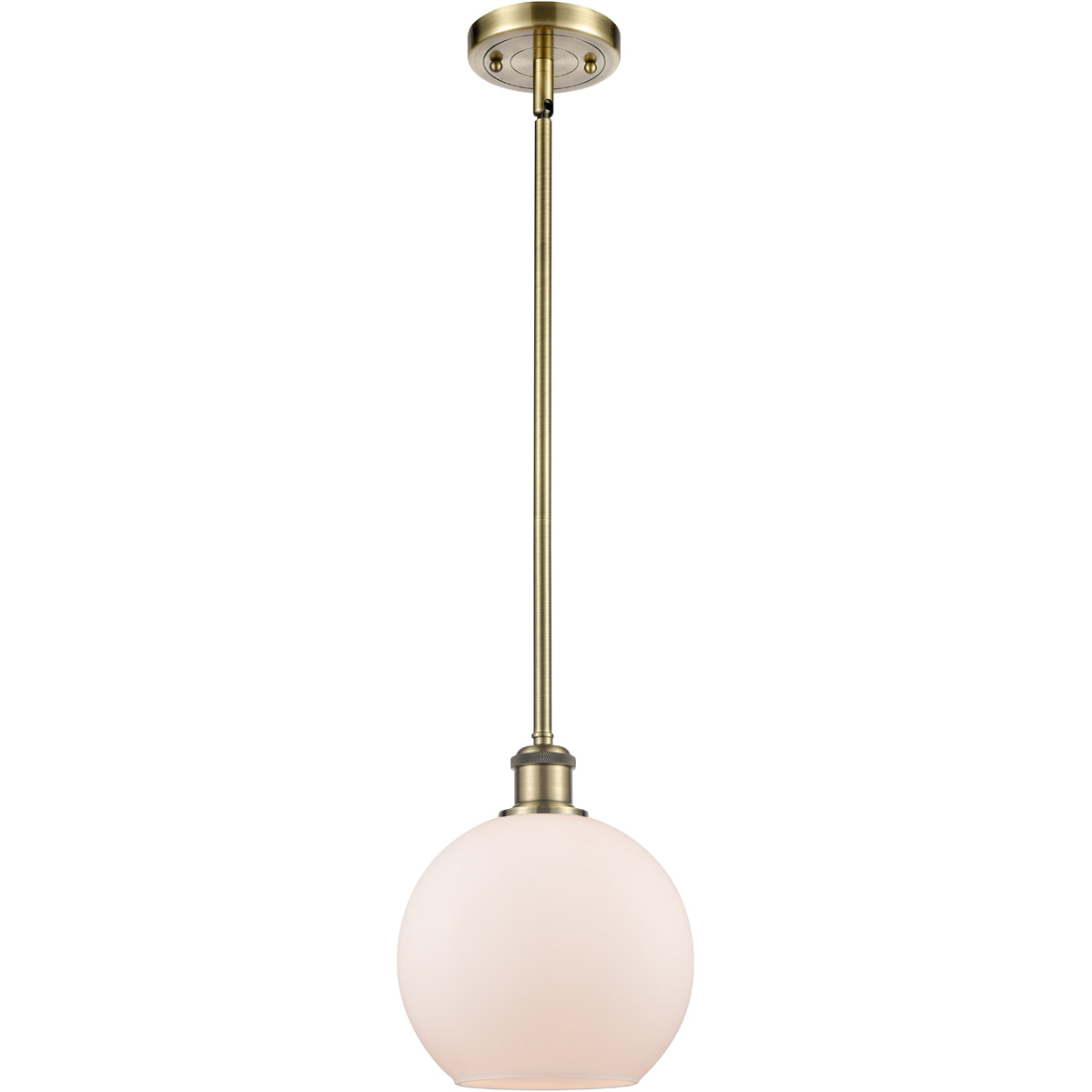 Ballston Athens LED 8 inch Antique Brass Pendant Ceiling Light in Matte White Glass, Ballston