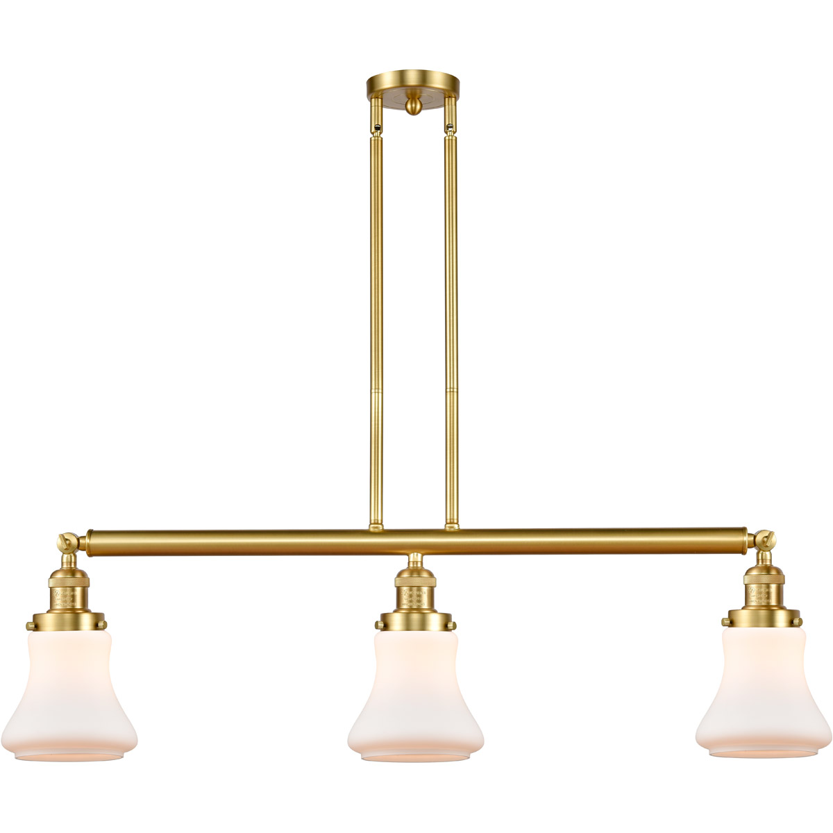 Franklin Restoration Bellmont 3 Light 39 inch Polished Nickel Island Light Ceiling Light in Matte White Glass, Franklin Restoration