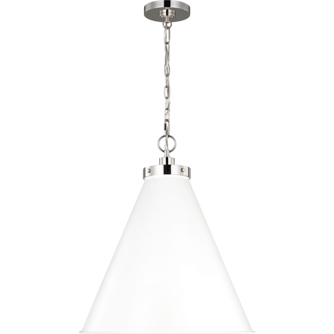 C&M by Chapman & Myers Wellfleet 1 Light 19.5 inch Matte White and Polished Nickel Pendant Ceiling Light in Matte White / Polished Nickel