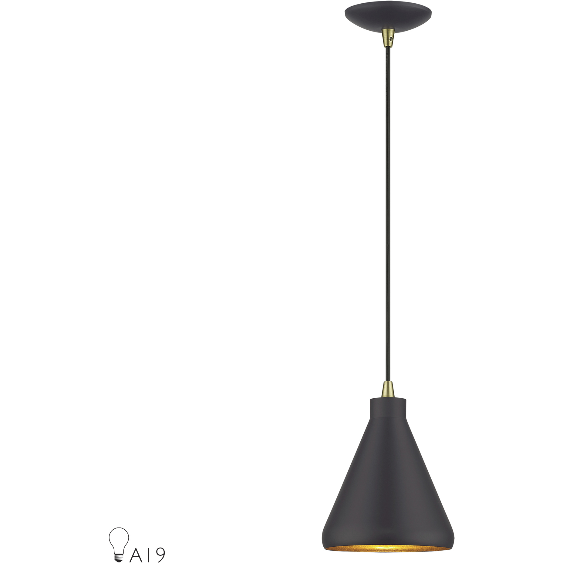 Geneva 1 Light 7 inch Bronze with Antique Brass Accents Mini Pendant Ceiling Light